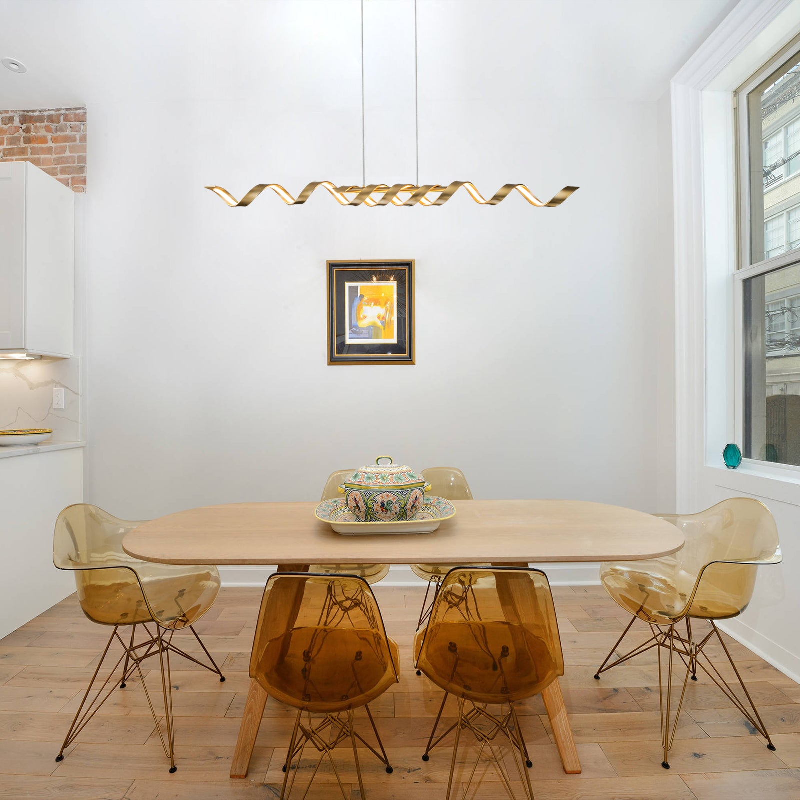 Glowlings 2 Light 48 Wide Modern Spiral Linear LED Pendant Light for