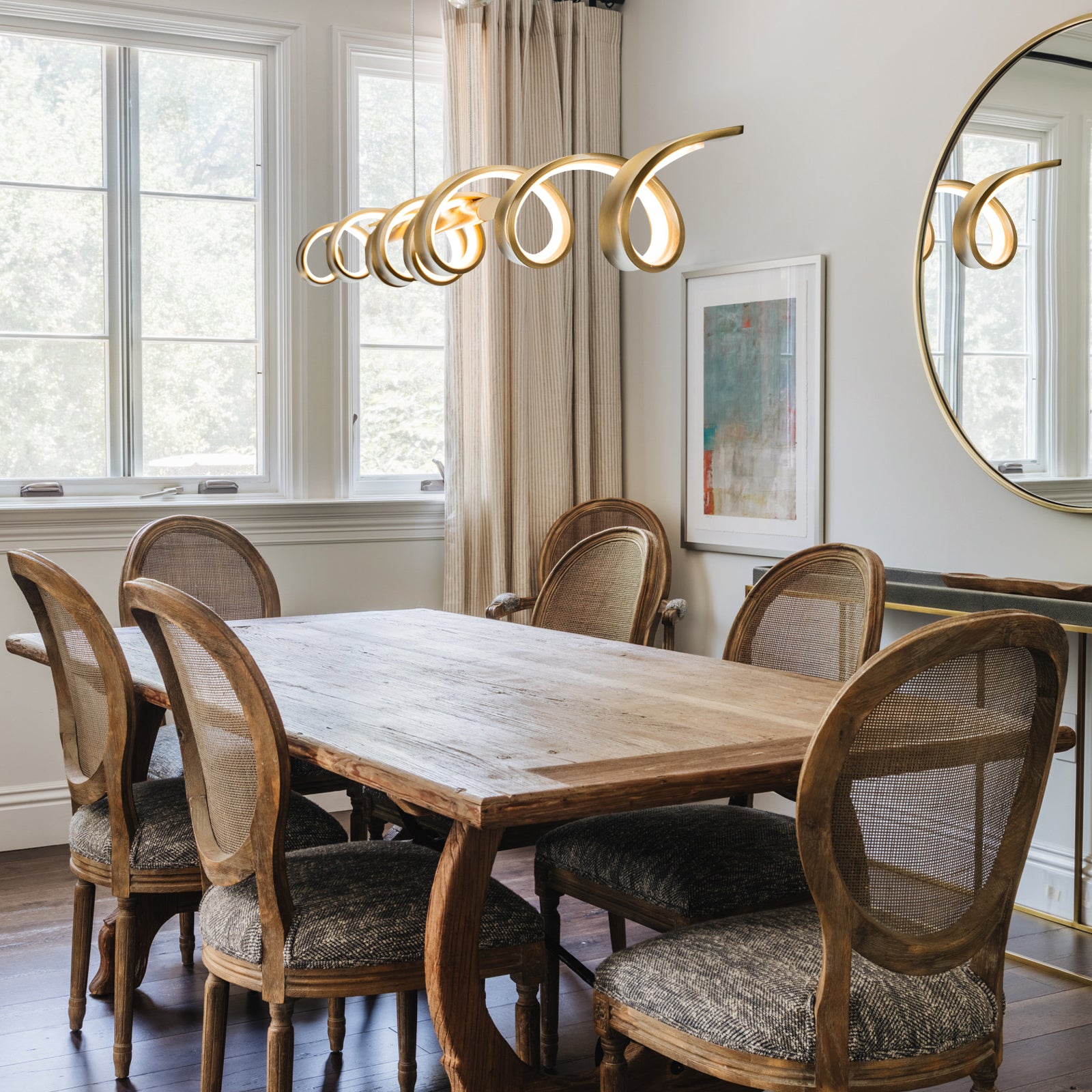 Glowlings 2 Light 48 Wide Modern Spiral Linear LED Pendant Light for