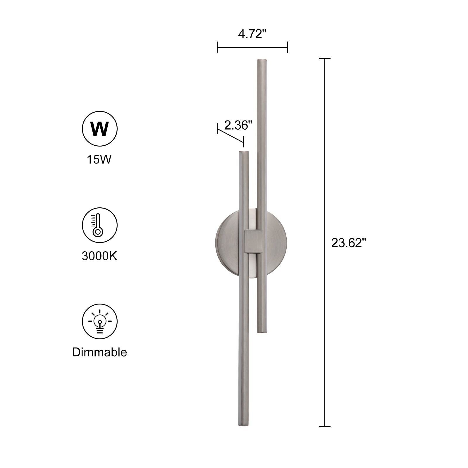 Glowlings Modern 2-Light 24"Wide Led Wall Sconce Bath Vanity Light Picture Light