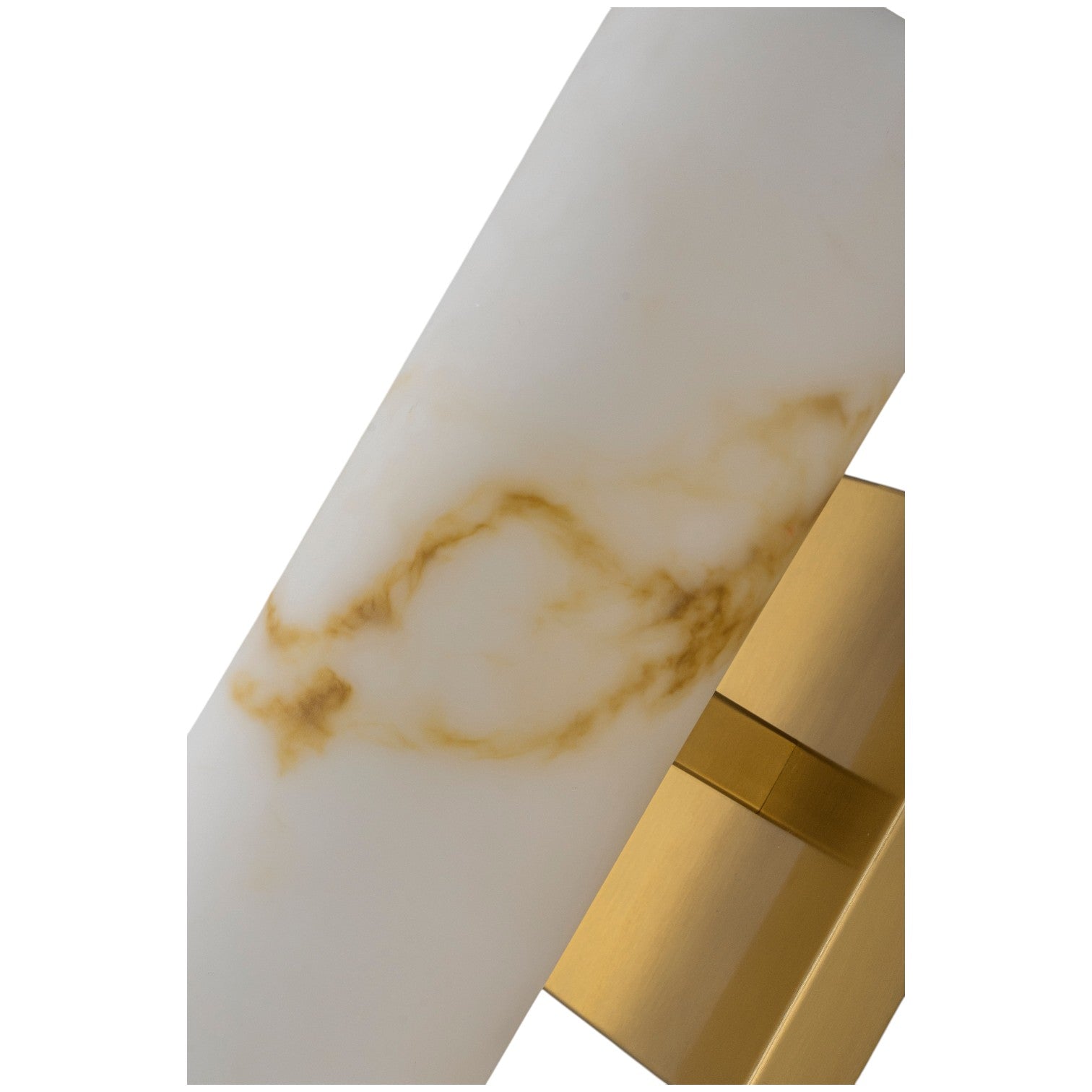 Glowlings 2-Light Luxury Brushed Brass Faux Alabaster Marble Cylinder Wall Sconce