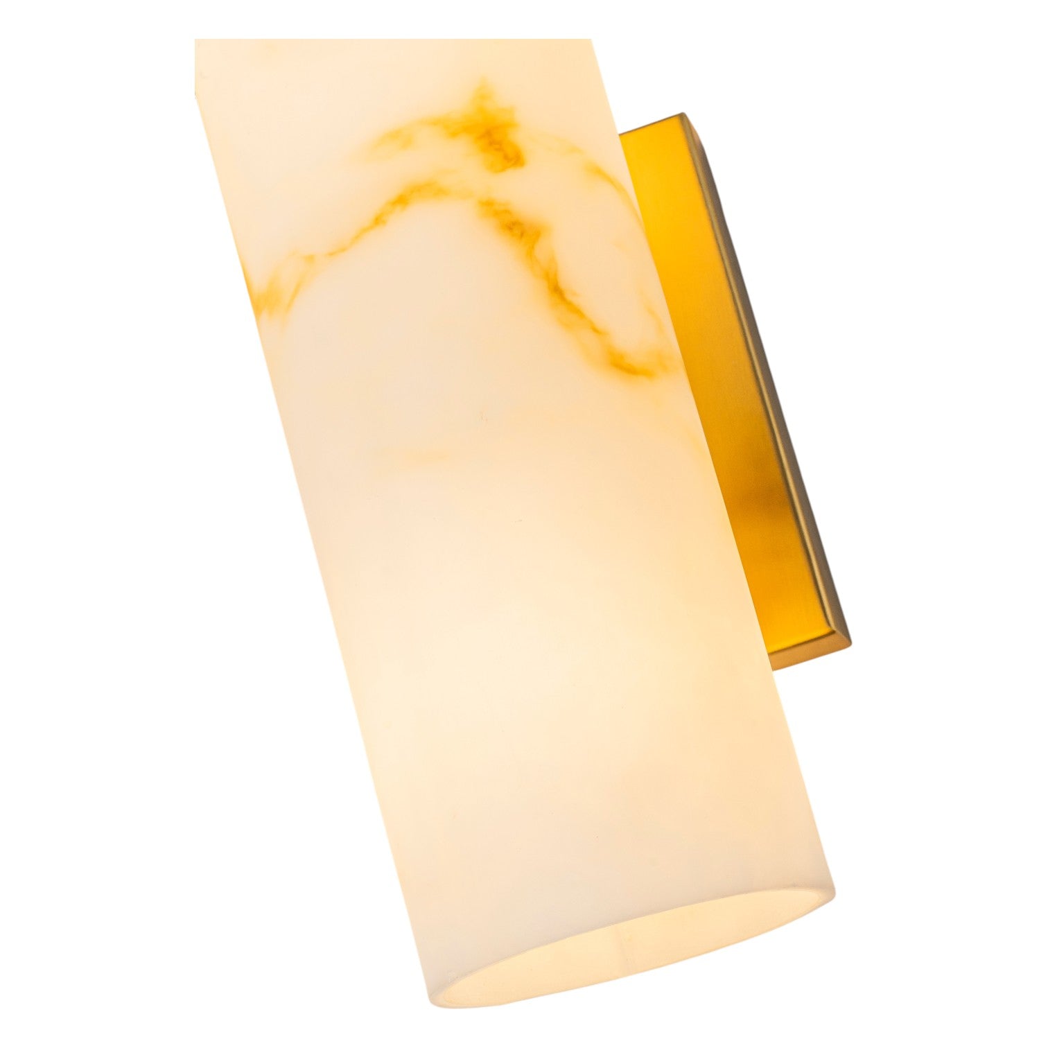 Glowlings 2-Light Luxury Brushed Brass Faux Alabaster Marble Cylinder Wall Sconce