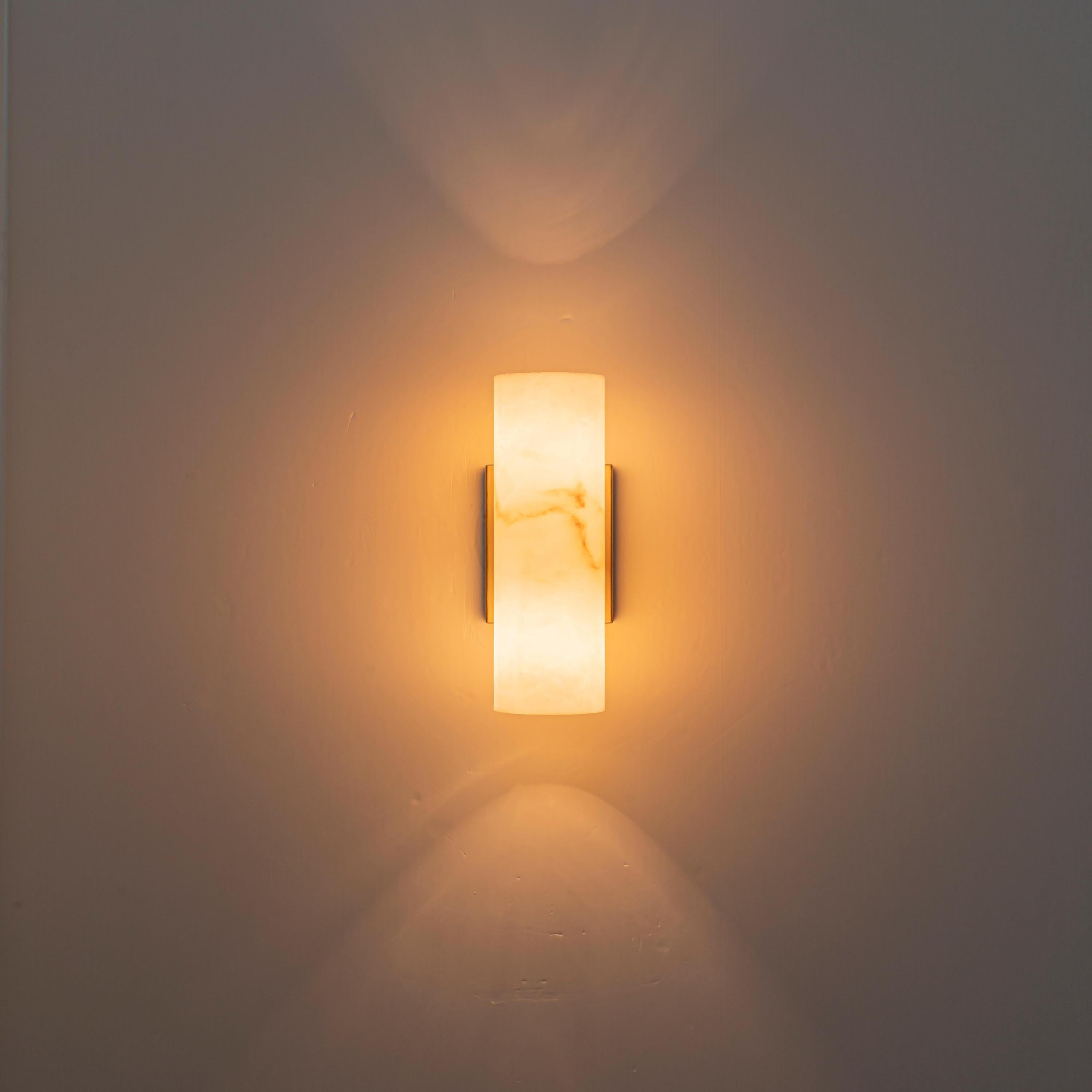 Glowlings 2-Light Luxury Brushed Brass Faux Alabaster Marble Cylinder Wall Sconce