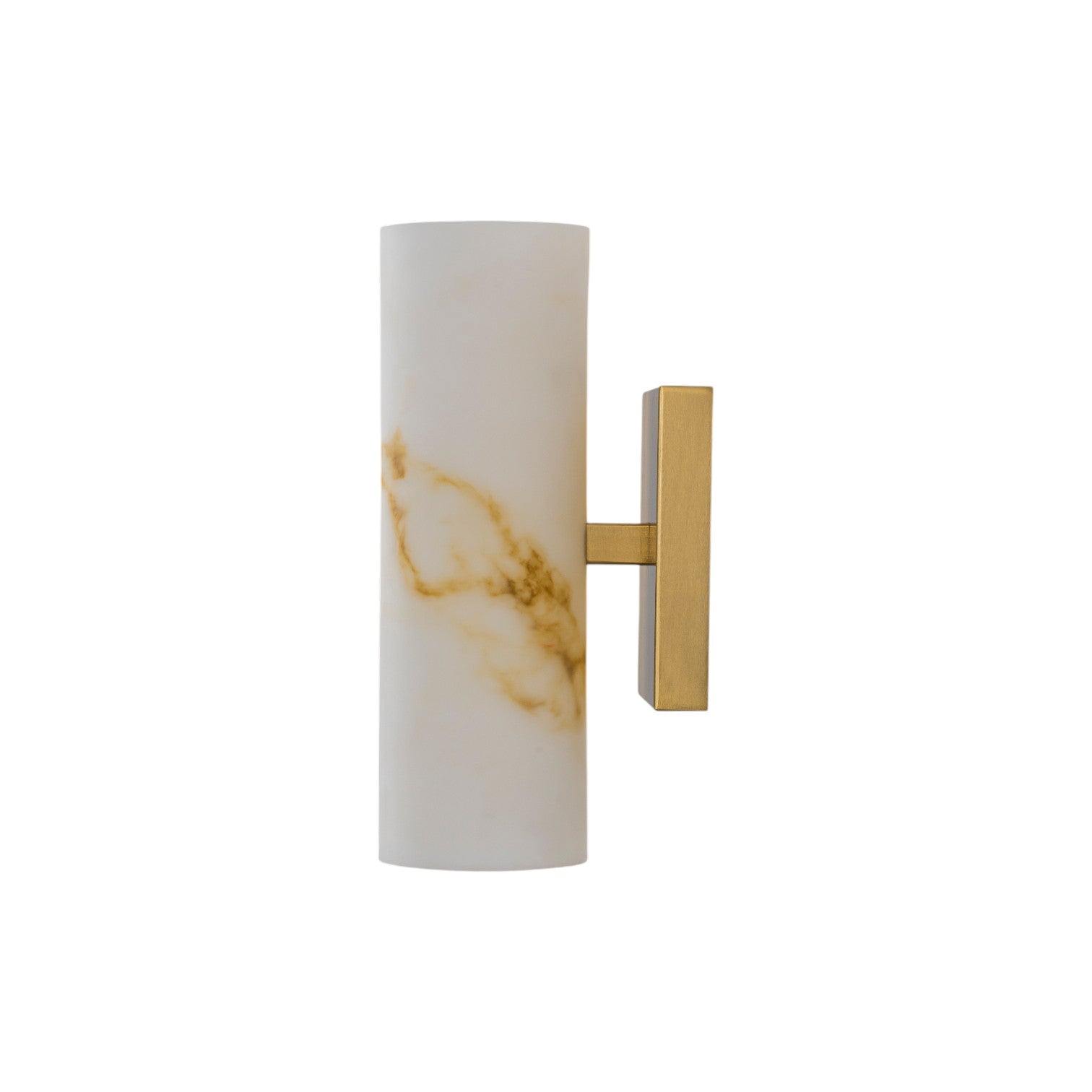 Glowlings 2-Light Luxury Brushed Brass Faux Alabaster Marble Cylinder Wall Sconce