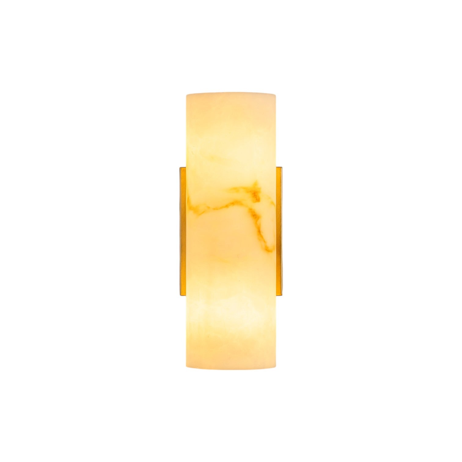 Glowlings 2-Light Luxury Brushed Brass Faux Alabaster Marble Cylinder Wall Sconce