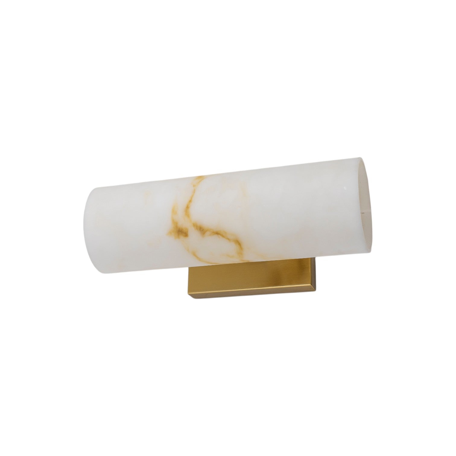 Glowlings 2-Light Luxury Brushed Brass Faux Alabaster Marble Cylinder Wall Sconce