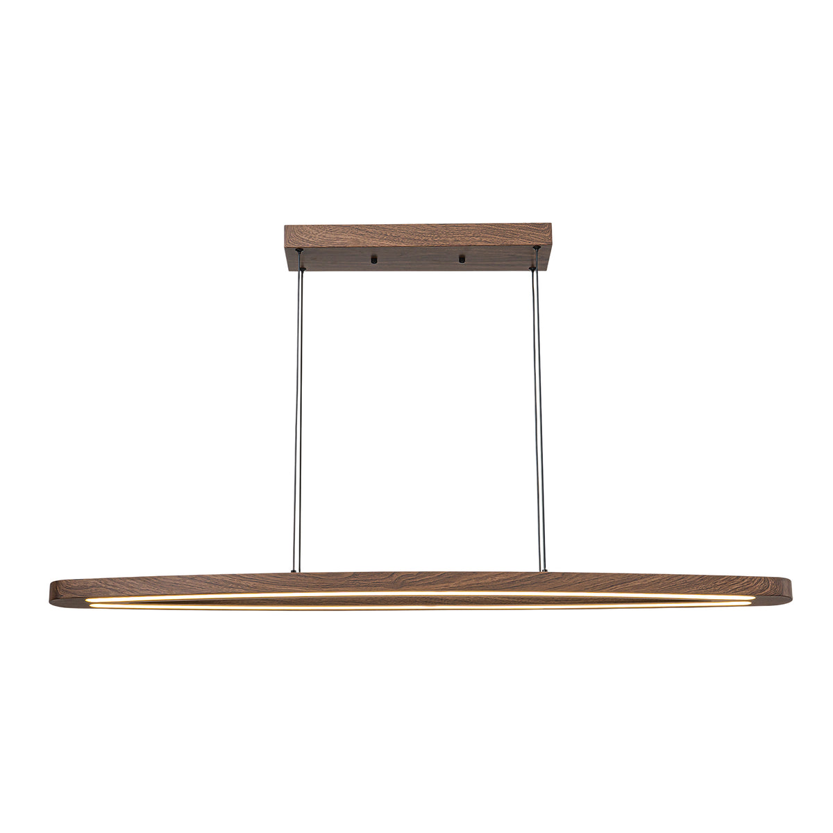 Glowlings 2-Light Minimalist Natural Wood Walnut Finish Linear LED Pendant Light Dining Room Chandelier
