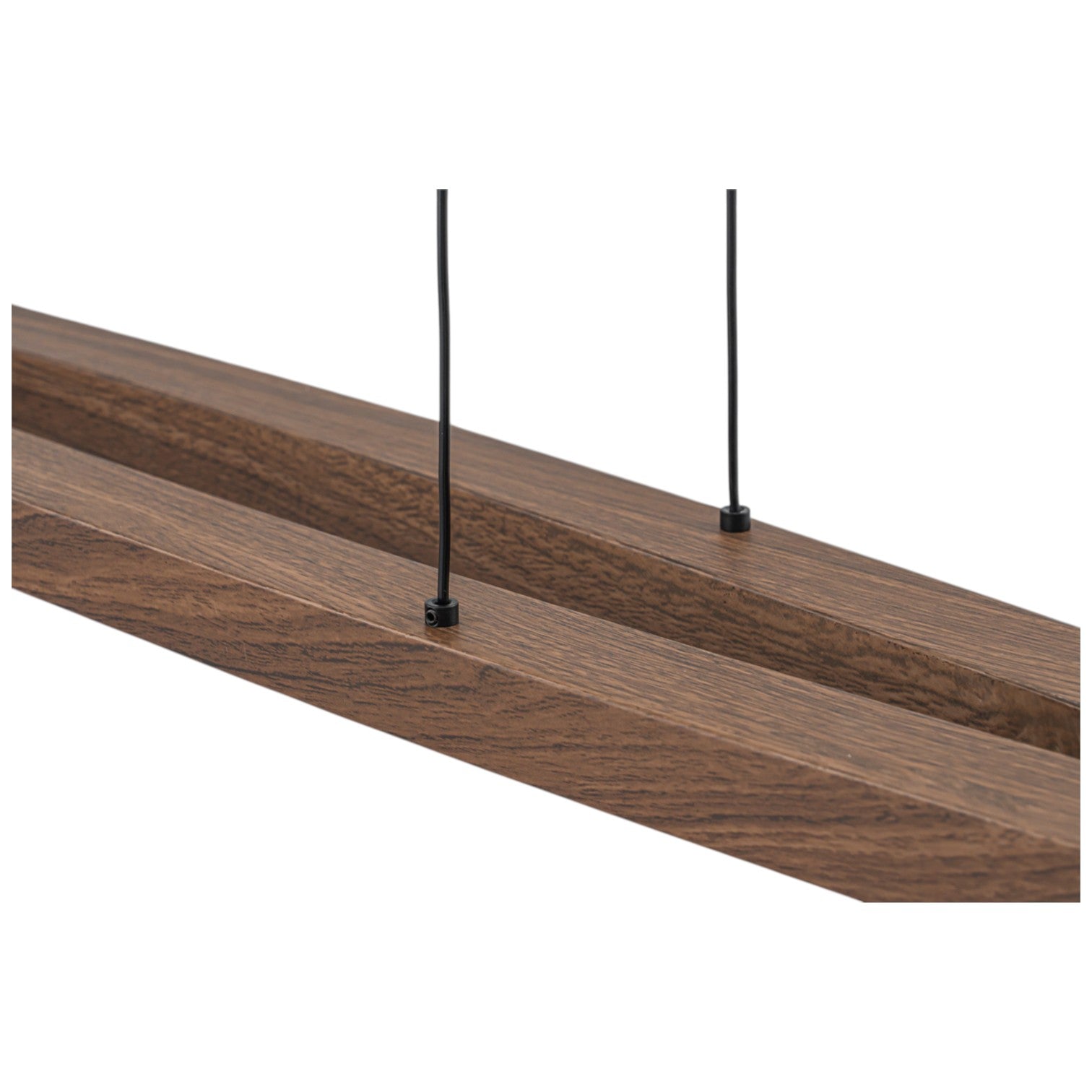 Glowlings 2-Light Minimalist Natural Wood Walnut Finish Linear LED Pendant Light Dining Room Chandelier
