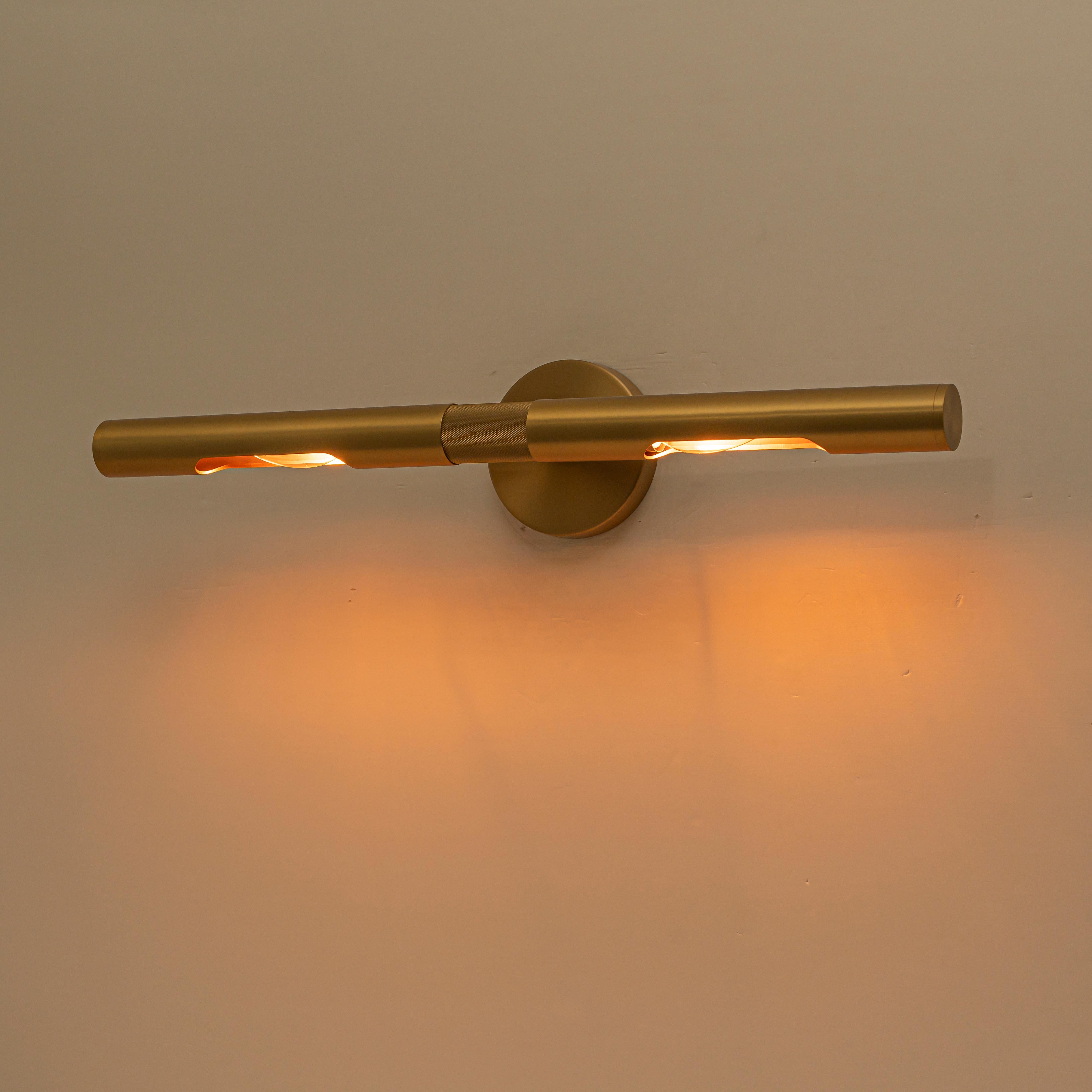 Glowlings 2-Light Modern 360° Rotated Brushed Brass Linear Wall Sconce Picture Light