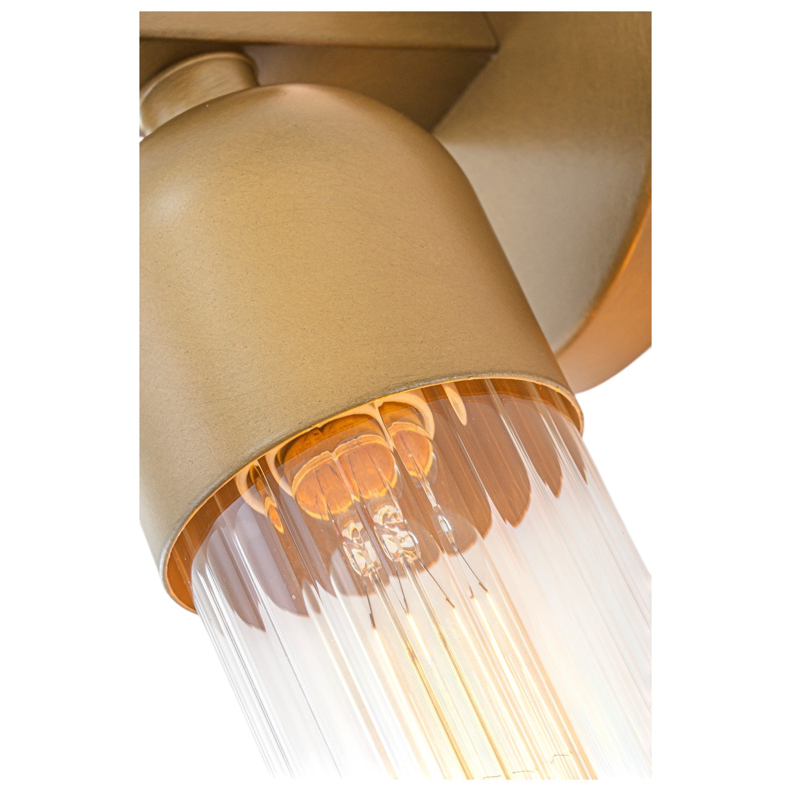 Glowlings 2-Light Mid-Century Modern Antique Brass Ribbed Glass Wall Sconce Bathroom Vanity Light