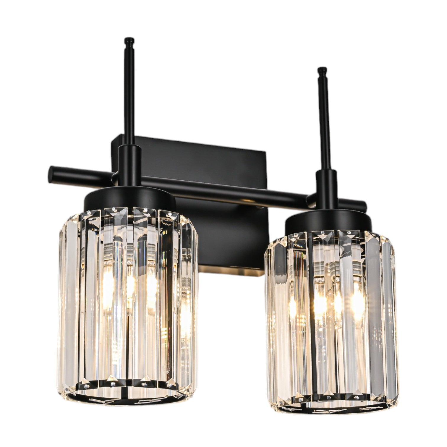 Glowlings 1/2/3/4/5-Light Modern Black/Gold Dimmable Round Crystal Bathroom Vanity Light