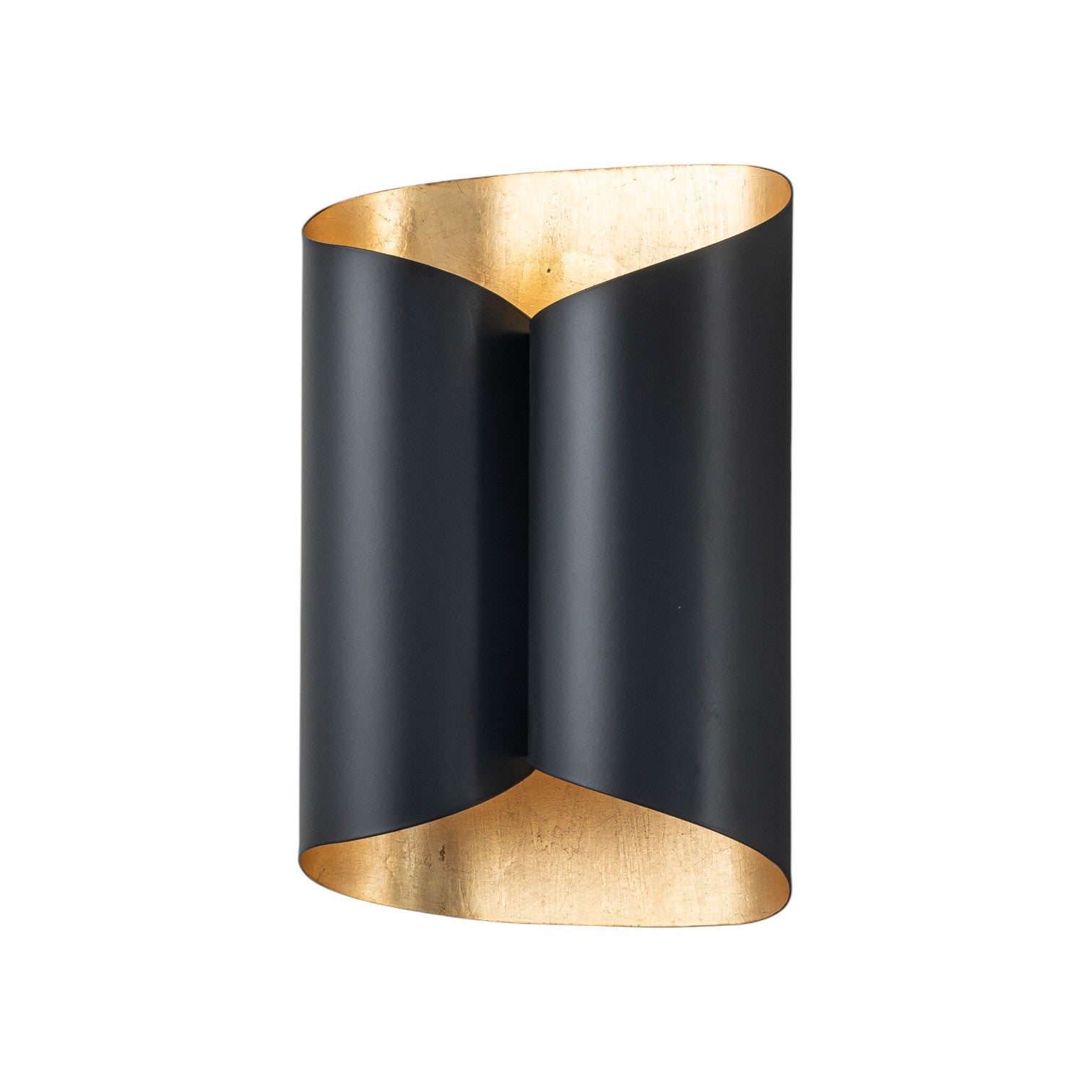 Glowlings 2-Light Modern 11"High Black Gold Leaf Indoor Wall Sconce