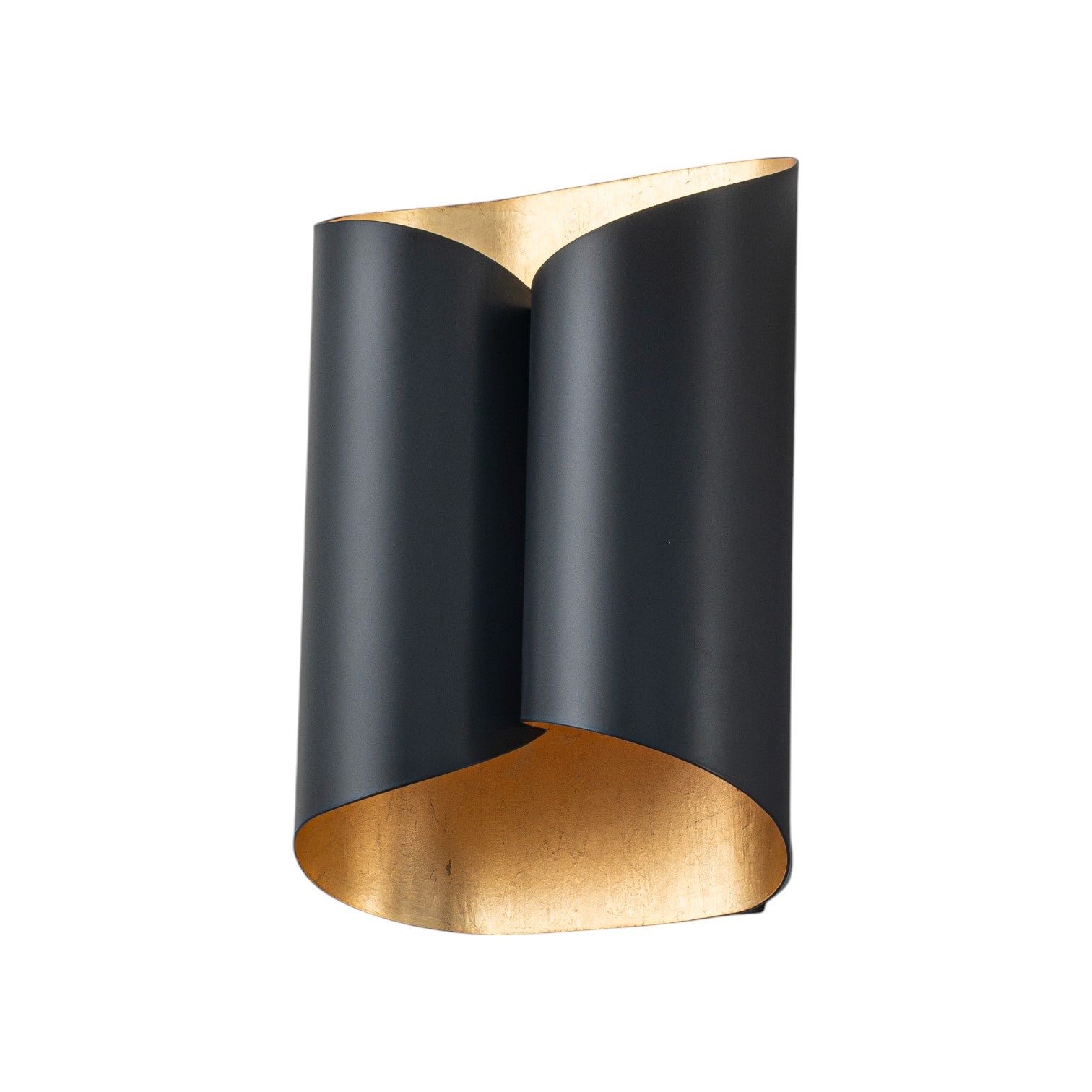 Glowlings 2-Light Modern 11"High Black Gold Leaf Indoor Wall Sconce