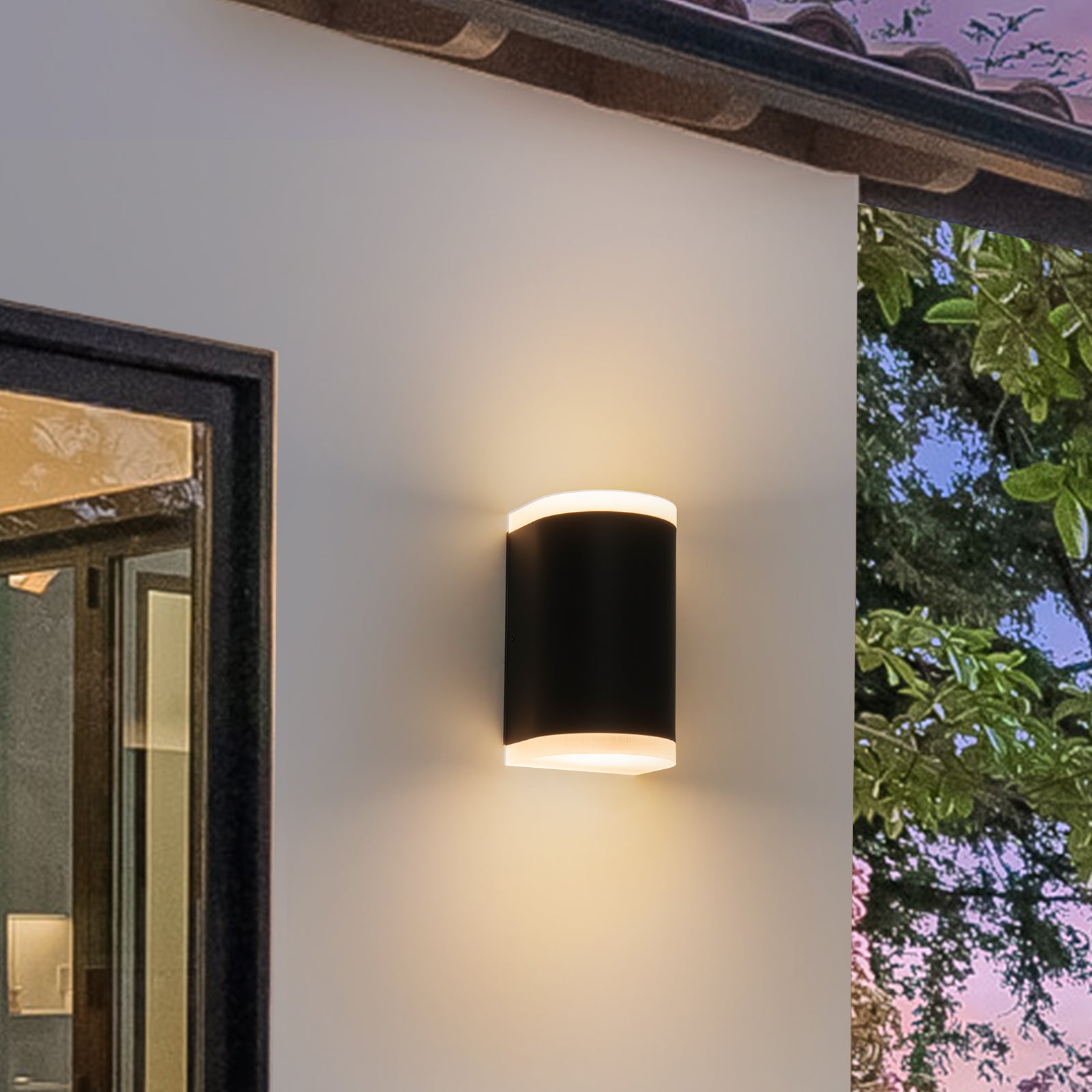 Glowlings 2-Light Modern 7"High IP54 Black LED Outdoor Wall Sconce