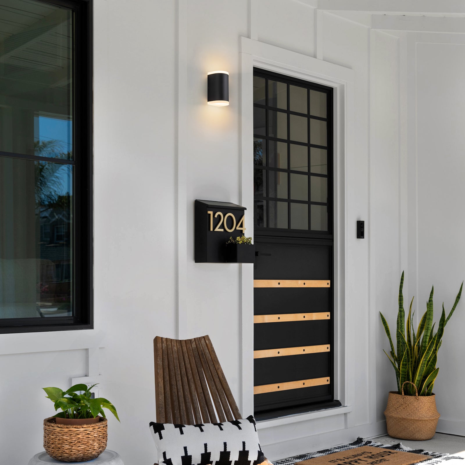 Glowlings 2-Light Modern 7"High IP54 Black LED Outdoor Wall Sconce