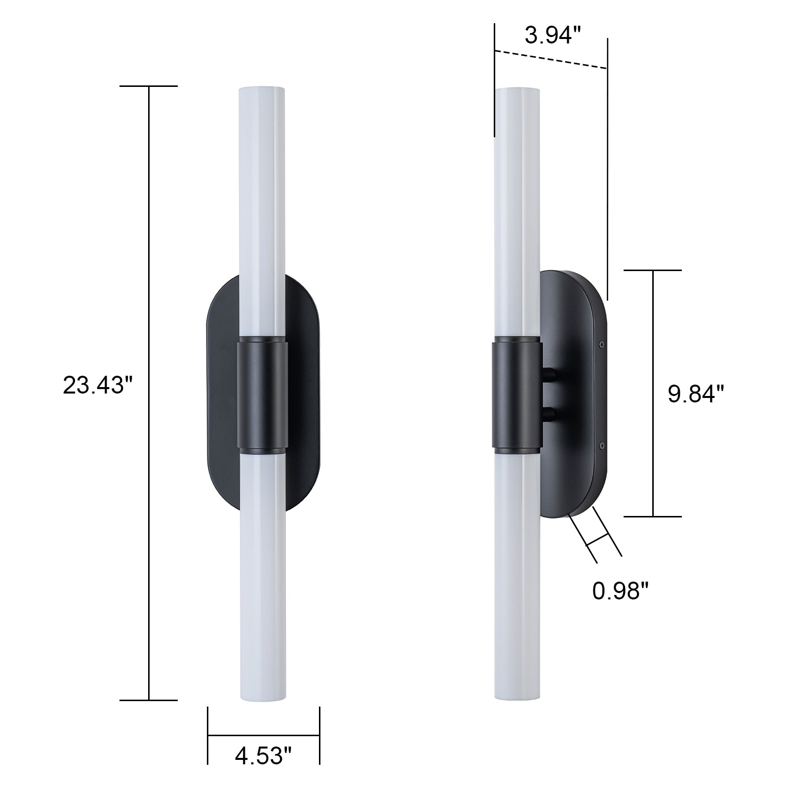 Glowlings 2-Light Modern Black Opal Glass Cylinder LED Wall Sconce