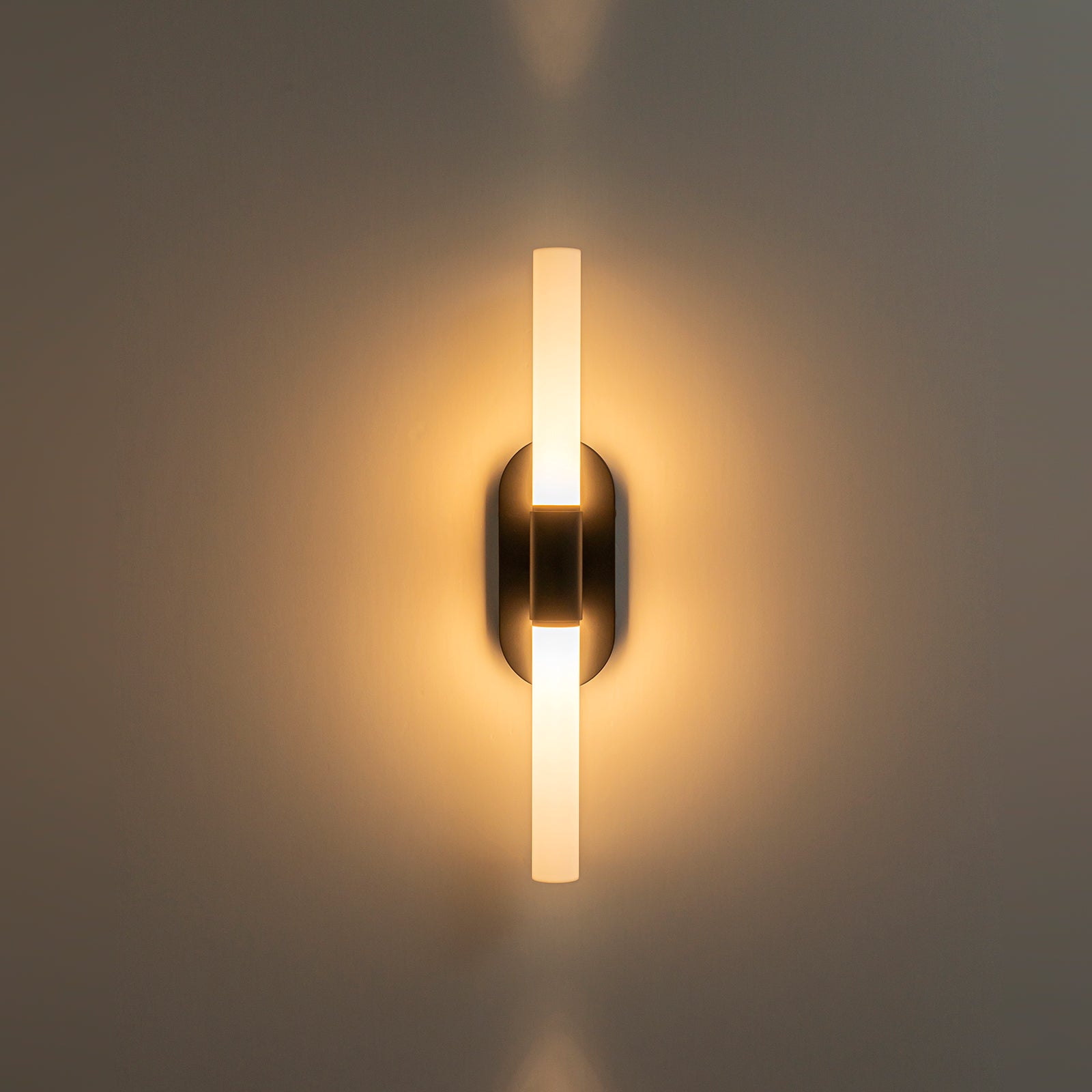 Glowlings 2-Light Modern Black Opal Glass Cylinder LED Wall Sconce