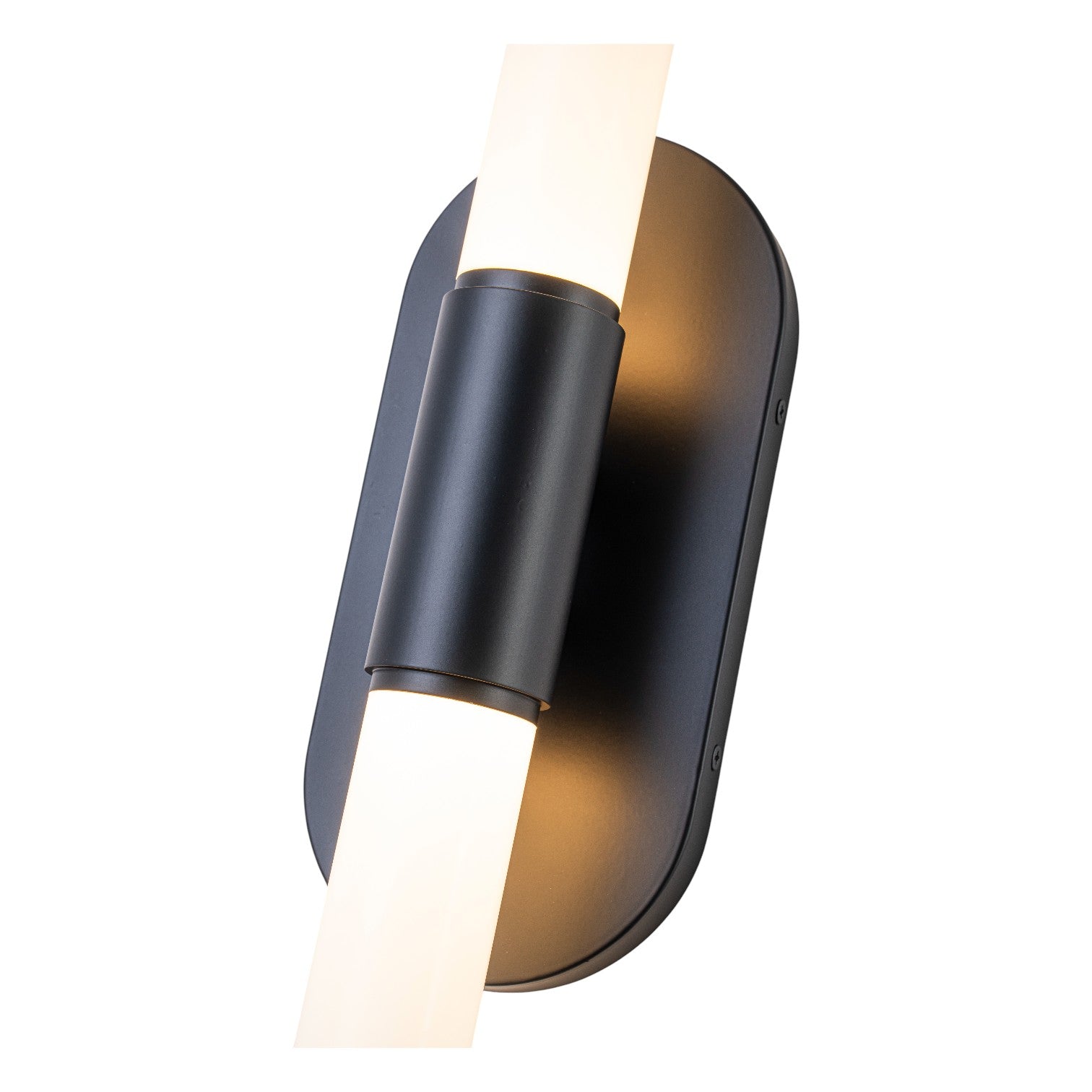 Glowlings 2-Light Modern Black Opal Glass Cylinder LED Wall Sconce