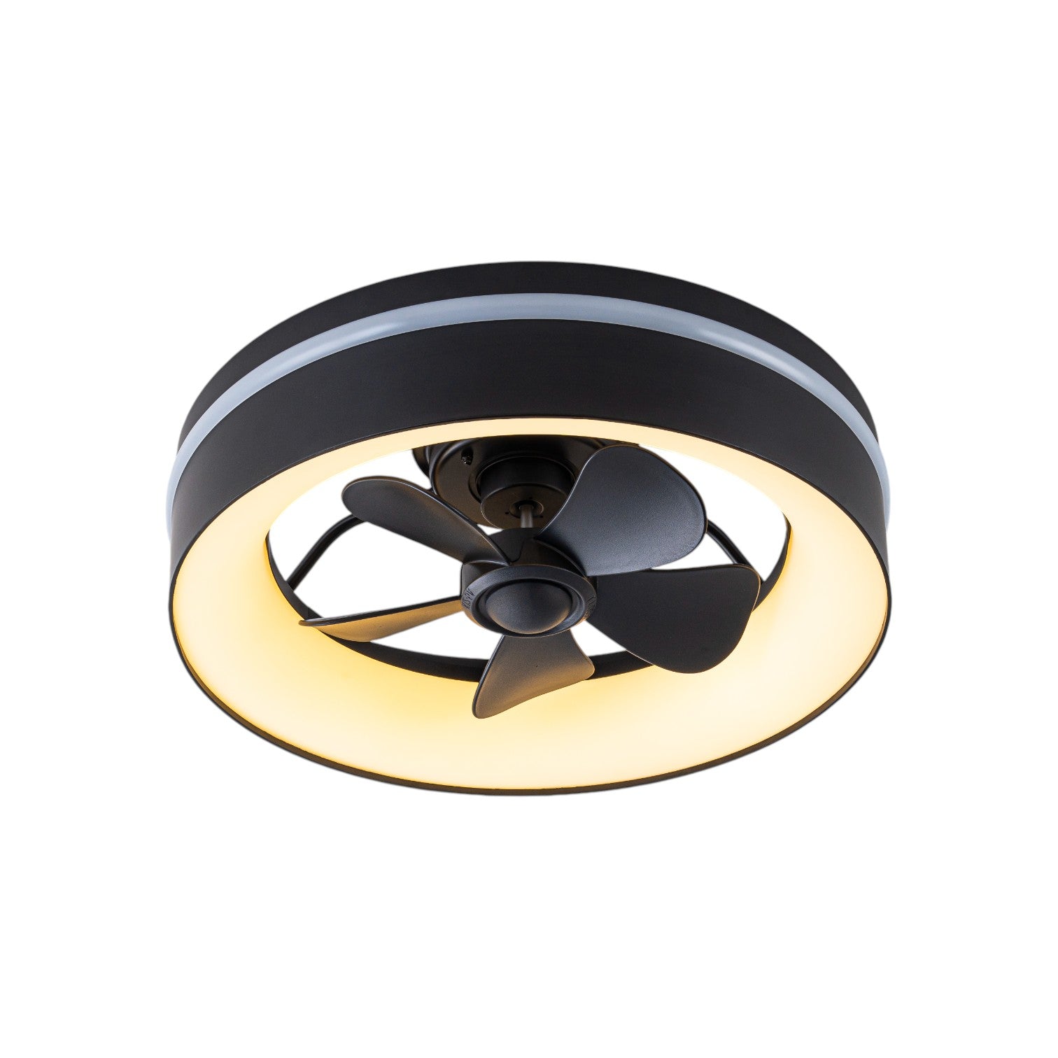 Glowlings 2-Light Modern Black Round RGB Smart LED 3CCT Dimmable Ceiling Fan with Light