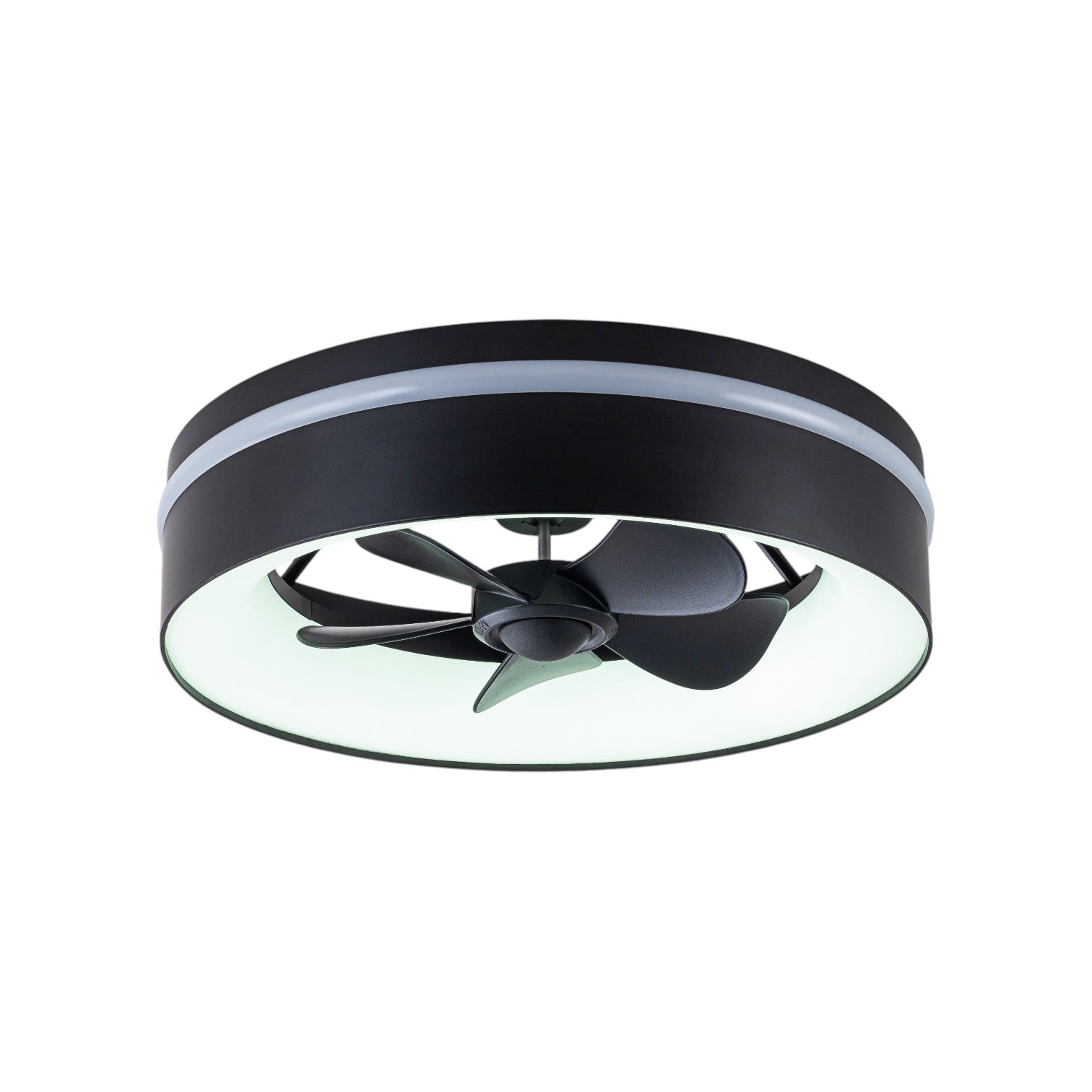 Glowlings 2-Light Modern Black Round RGB Smart LED 3CCT Dimmable Ceiling Fan with Light