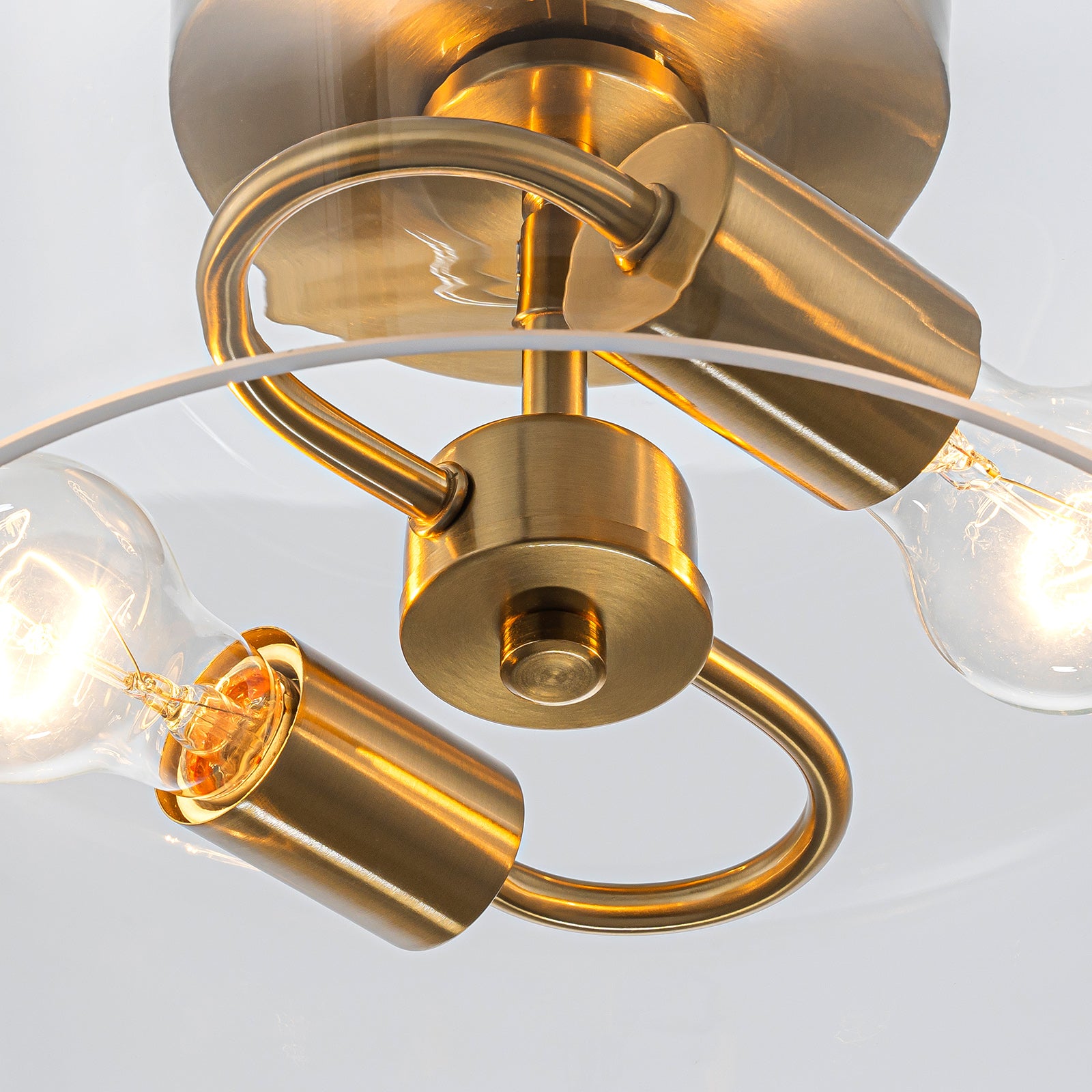 Glowlings 2-Light Modern 13"Wide Brass Clear Glass Dome Flush Mount Ceiling Light