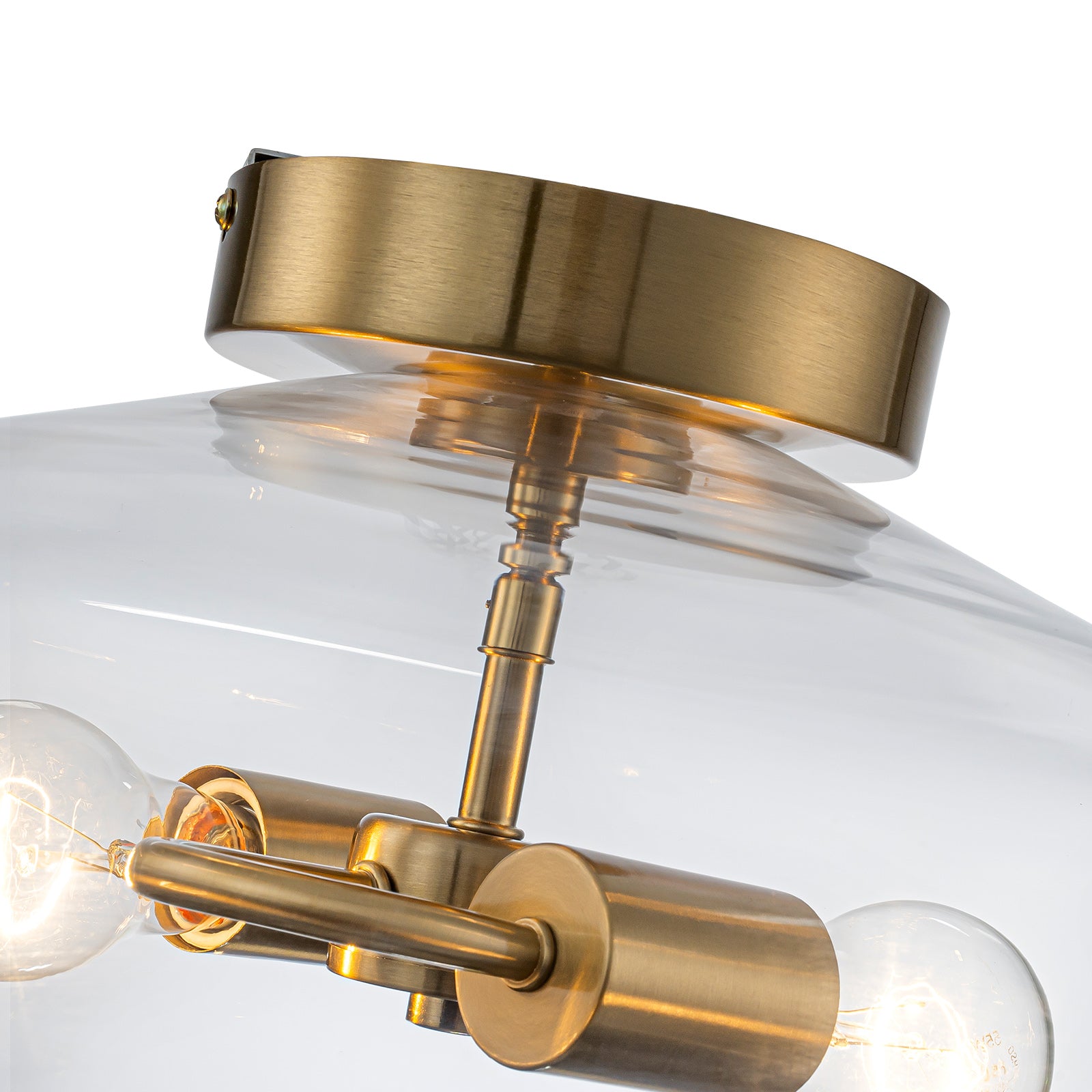 Glowlings 2-Light Modern 13"Wide Brass Clear Glass Dome Flush Mount Ceiling Light