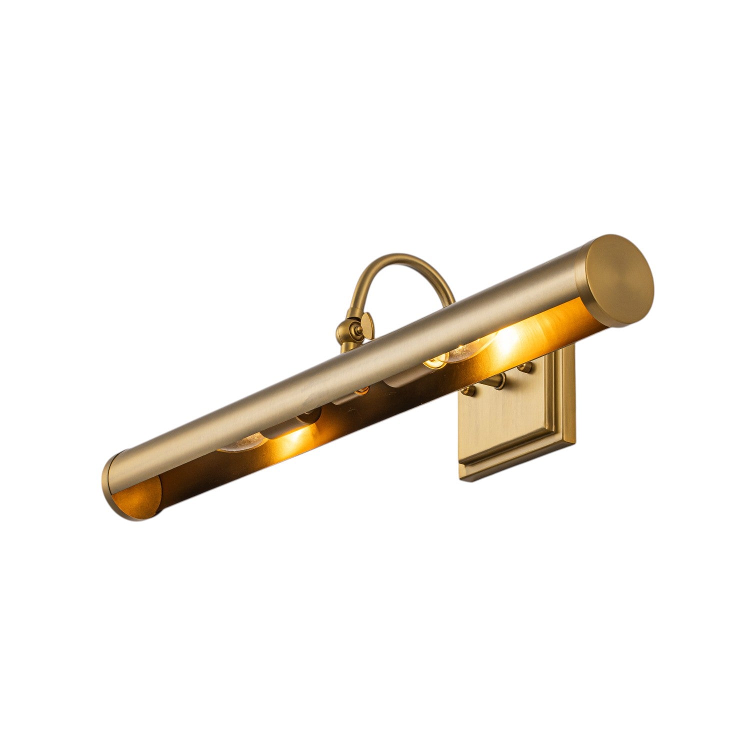 Glowlings 2-Light Modern Brass Linear Picture Light Wall Sconce for Artwork & Gallery Display, Mid-Century Antique Gold Vanity Light