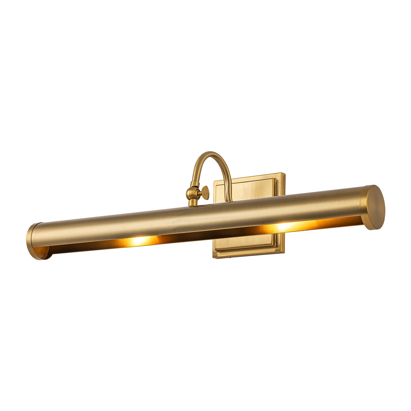 Glowlings 2-Light Modern Brass Linear Picture Light Wall Sconce for Artwork & Gallery Display, Mid-Century Antique Gold Vanity Light