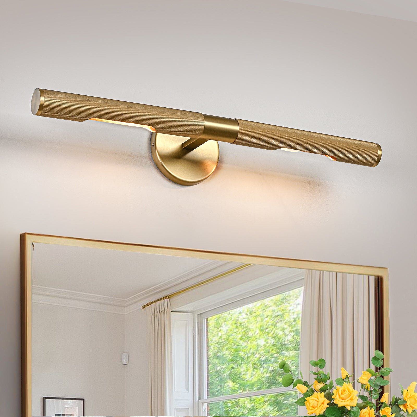 Glowlings 2-Light Modern 24"Wide Antique Burnished Brass Linear Picture Light Wall Sconce