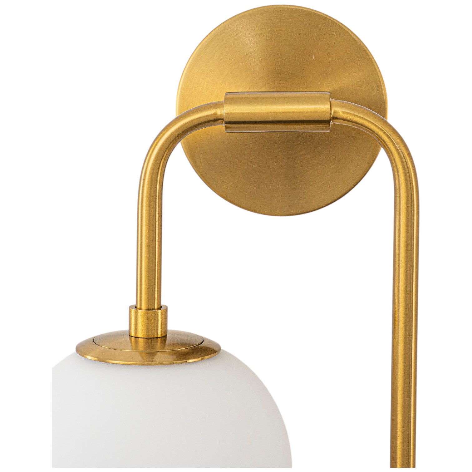 Glowlings 2-Light Modern Brass Wall Sconce, Brushed Gold Globe Vanity Light with Opal Glass Shades