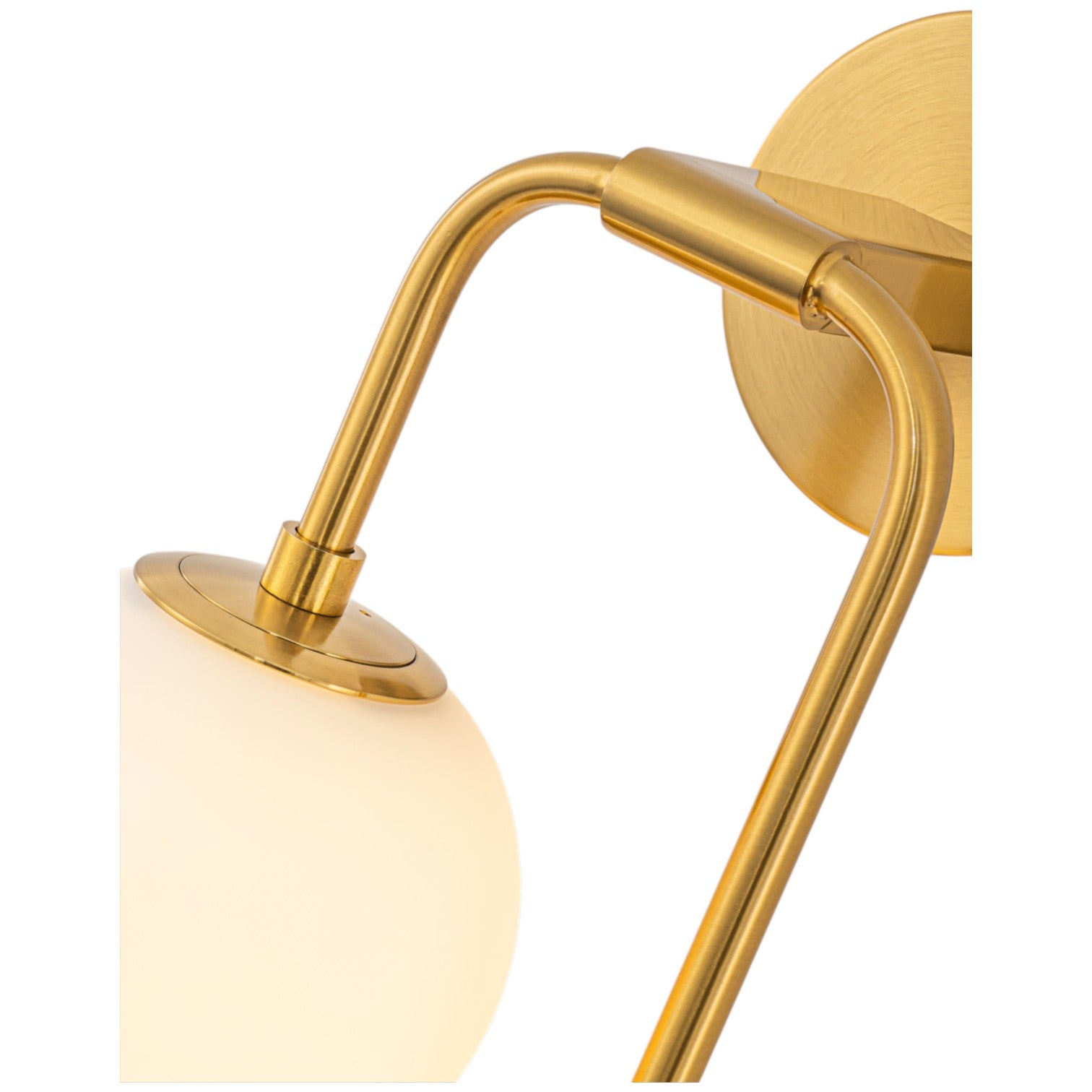 Glowlings 2-Light Modern Brass Wall Sconce, Brushed Gold Globe Vanity Light with Opal Glass Shades