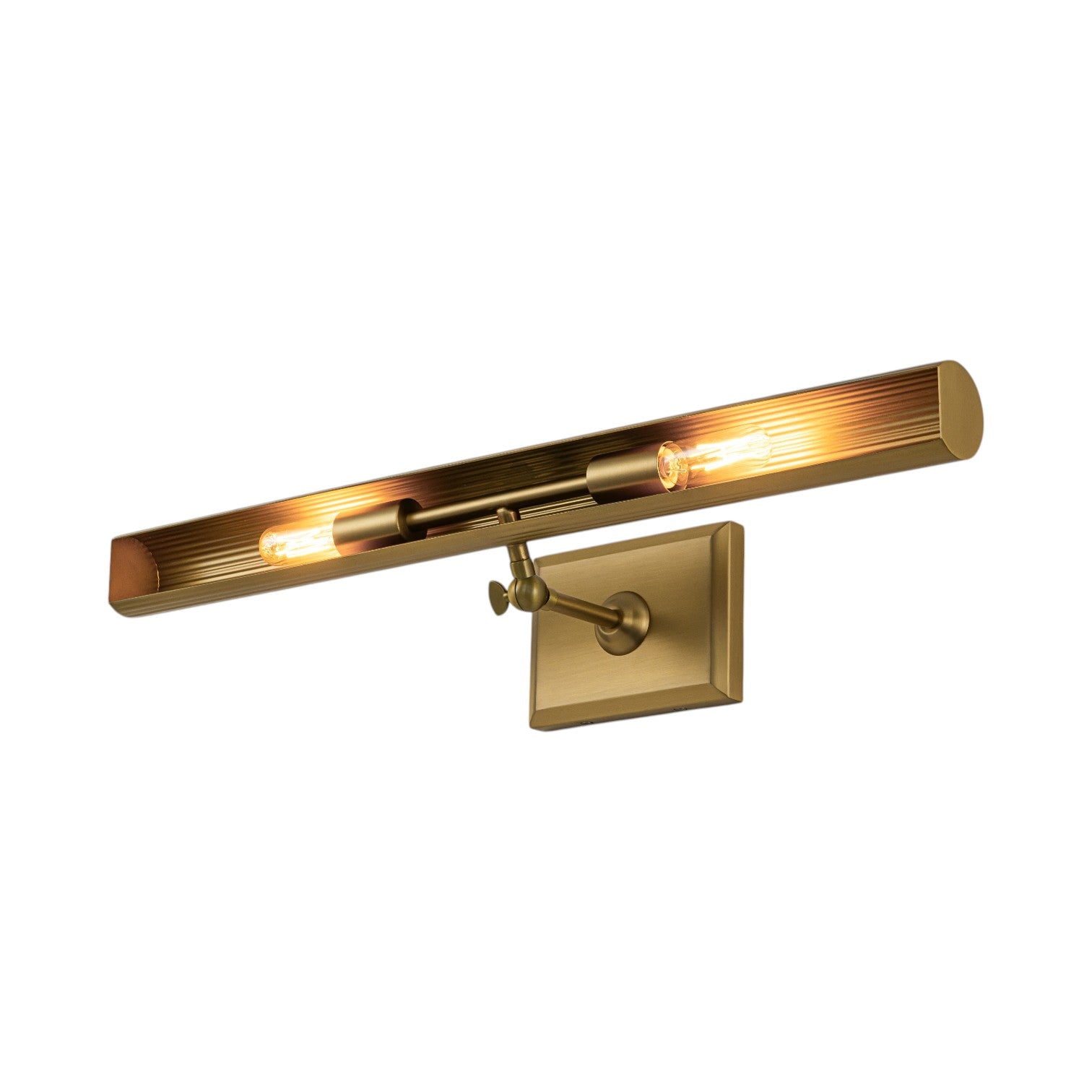 Glowlings 2-Light Modern Brushed Brass Fluted Slim Linear Picture Light Picture Frame Wall Sconce