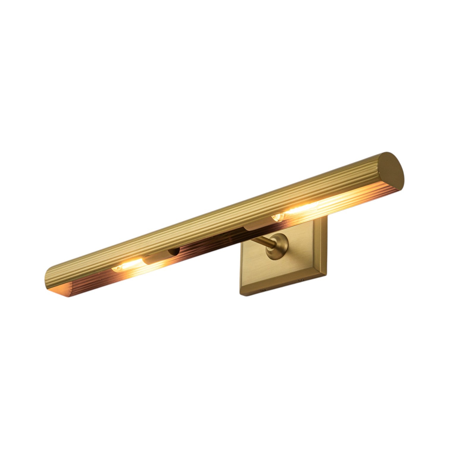 Glowlings 2-Light Modern Brushed Brass Fluted Slim Linear Picture Light Picture Frame Wall Sconce