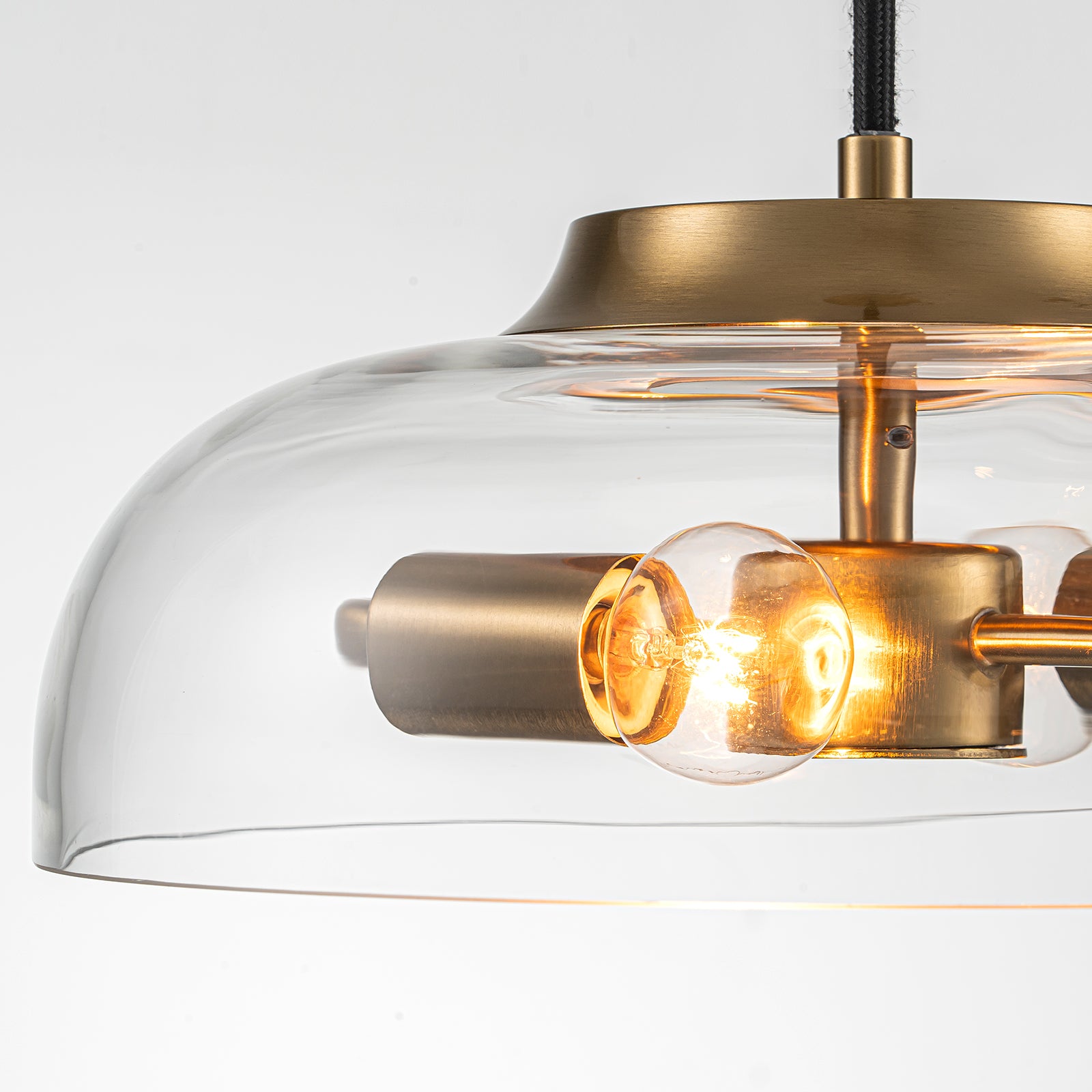 Glowlings 2-Light Modern 11"Wide Brass Clear Glass Dome Pendant Light Island Light