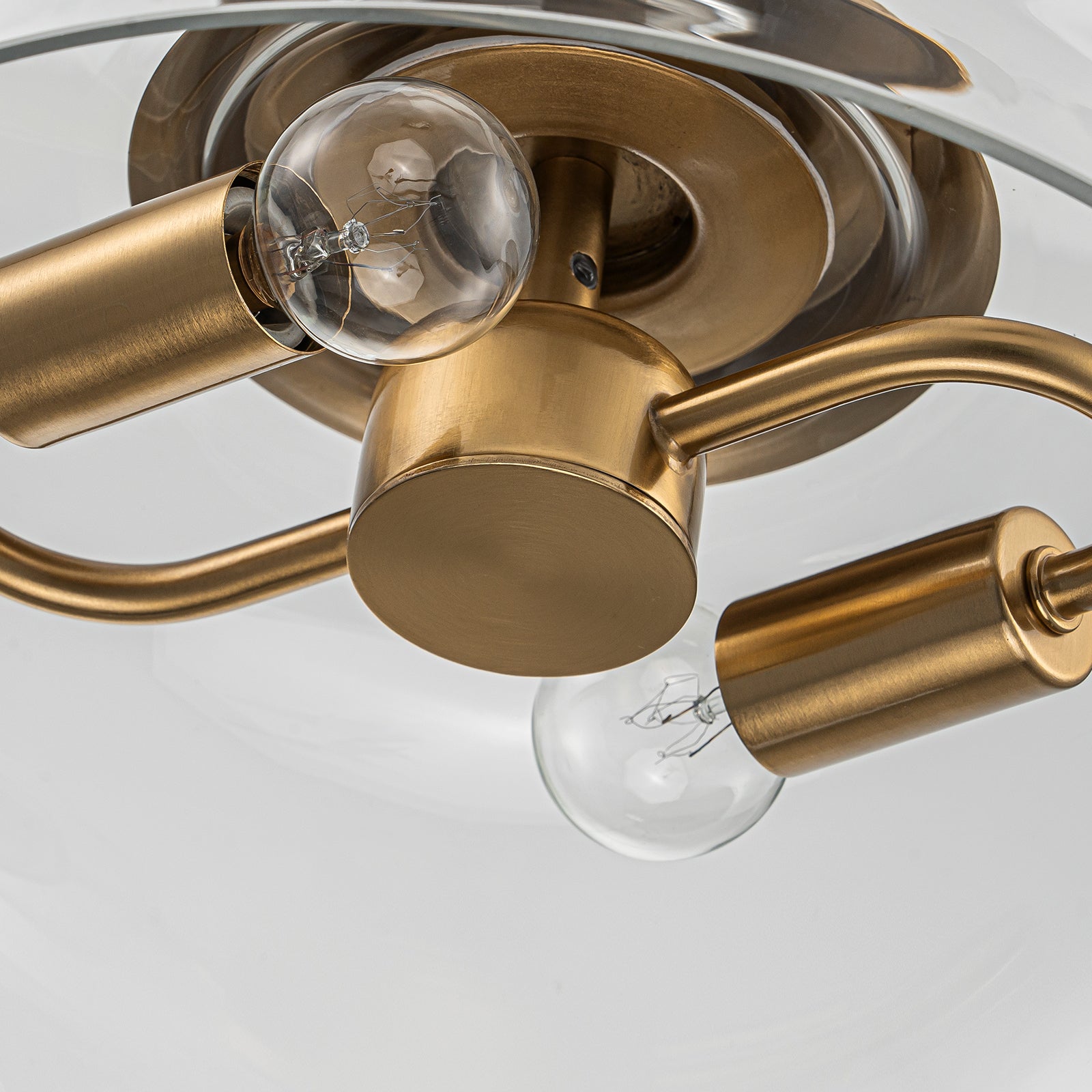 Glowlings 2-Light Modern 11"Wide Brass Clear Glass Dome Pendant Light Island Light