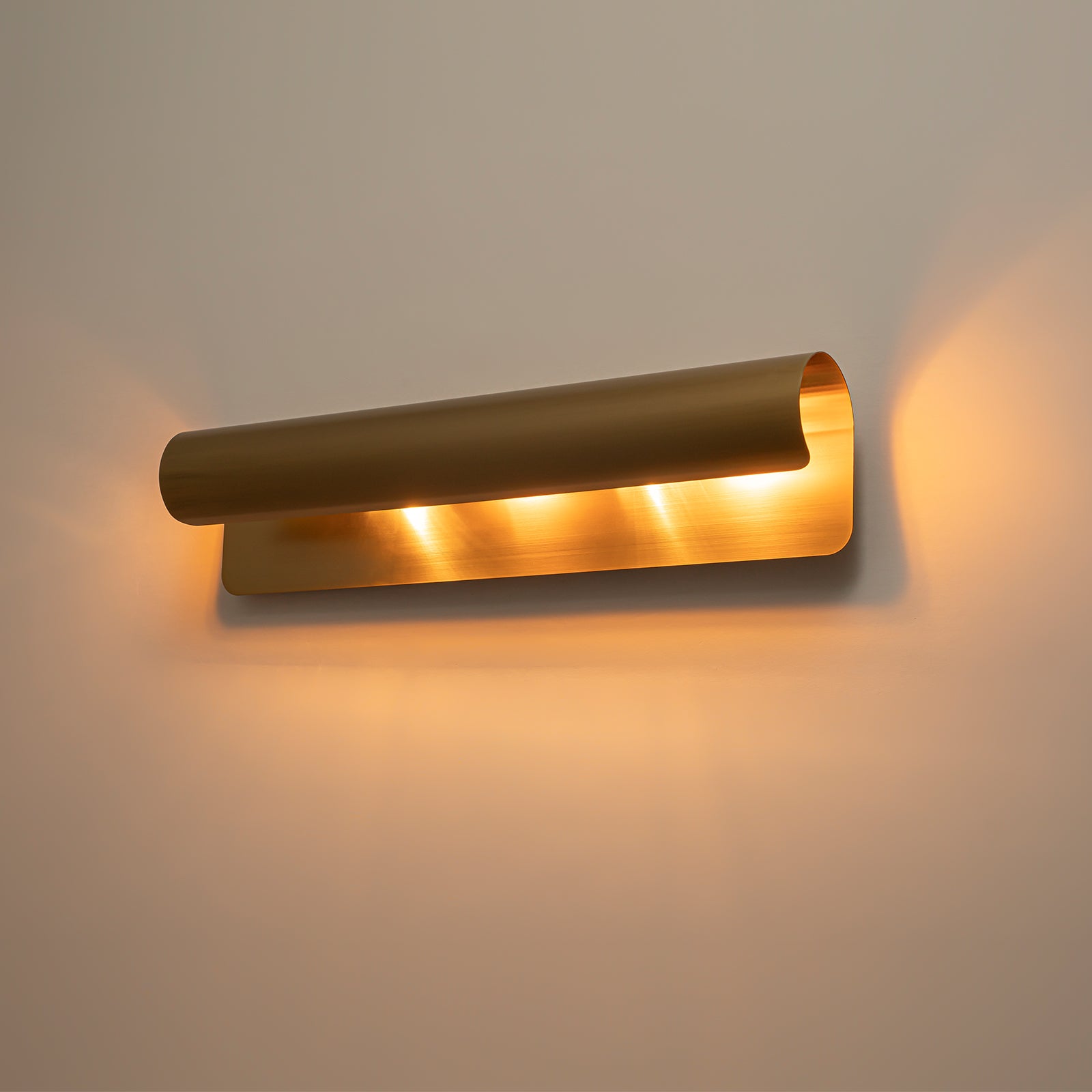 Glowlings 2-Light Modern Brushed Gold Linear Curved Metal Scroll Wall Sconce Picture Mirror Light Fixture