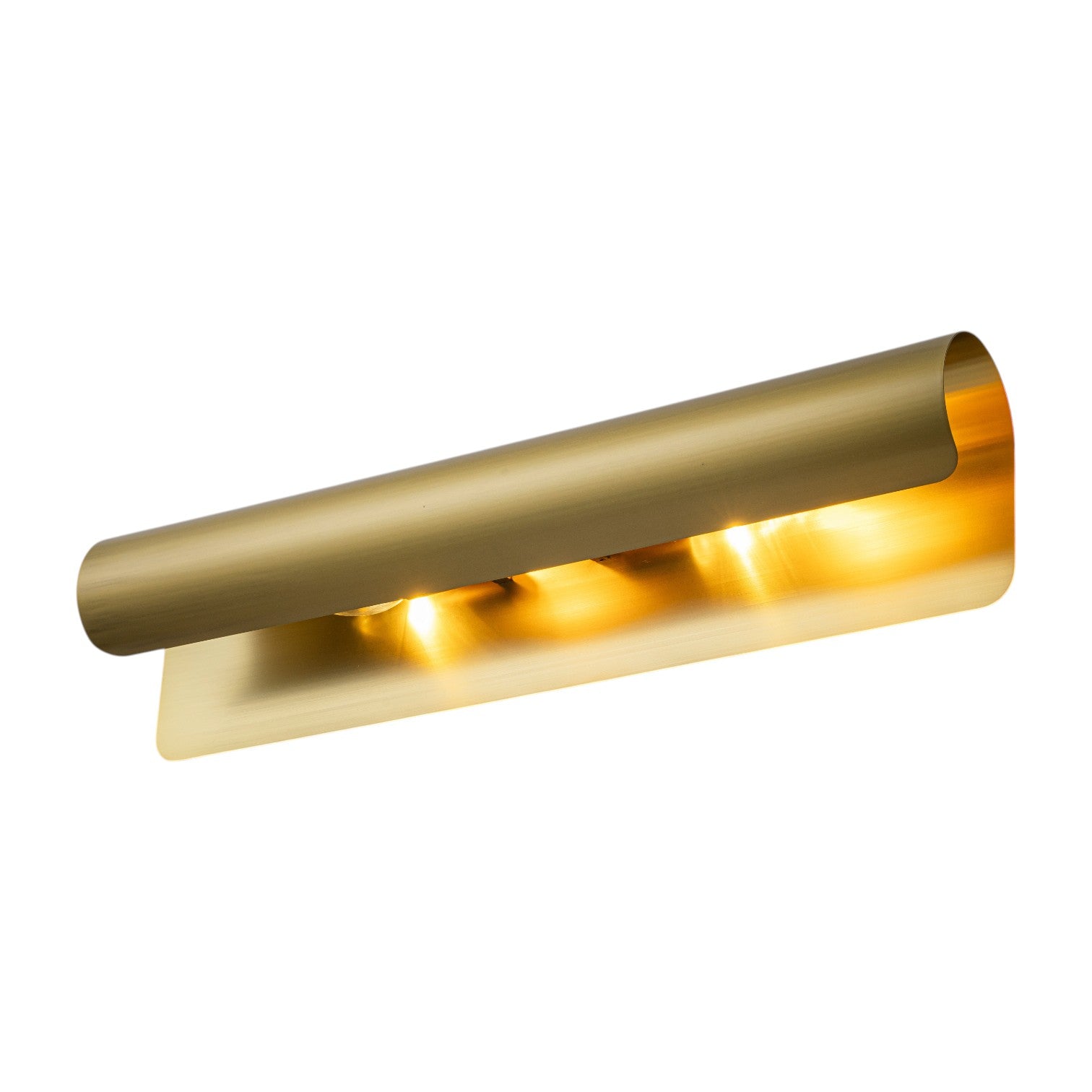 Glowlings 2-Light Modern Brushed Gold Linear Curved Metal Scroll Wall Sconce Picture Mirror Light Fixture