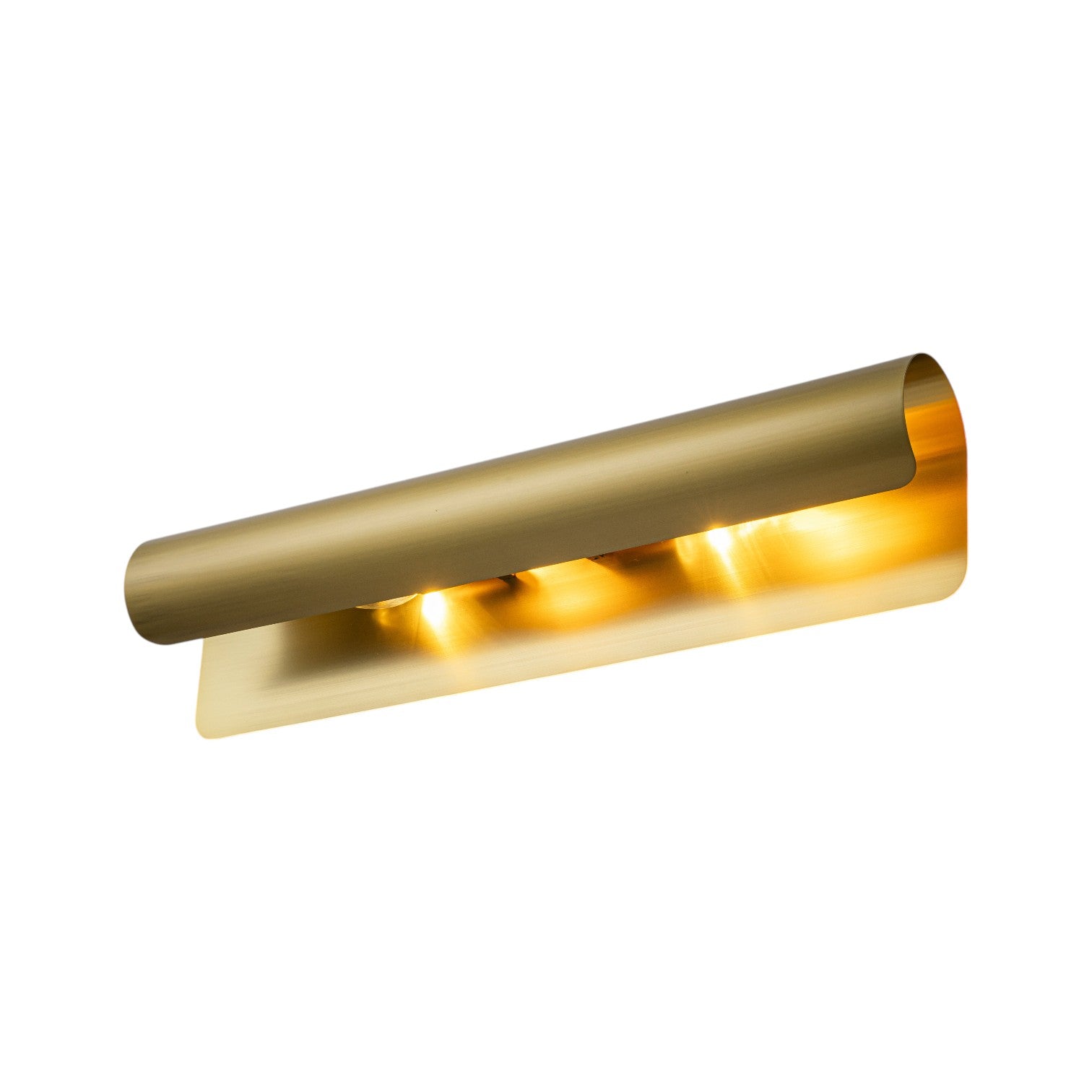 Glowlings 2-Light Modern Brushed Gold Linear Curved Metal Scroll Wall Sconce Picture Mirror Light Fixture