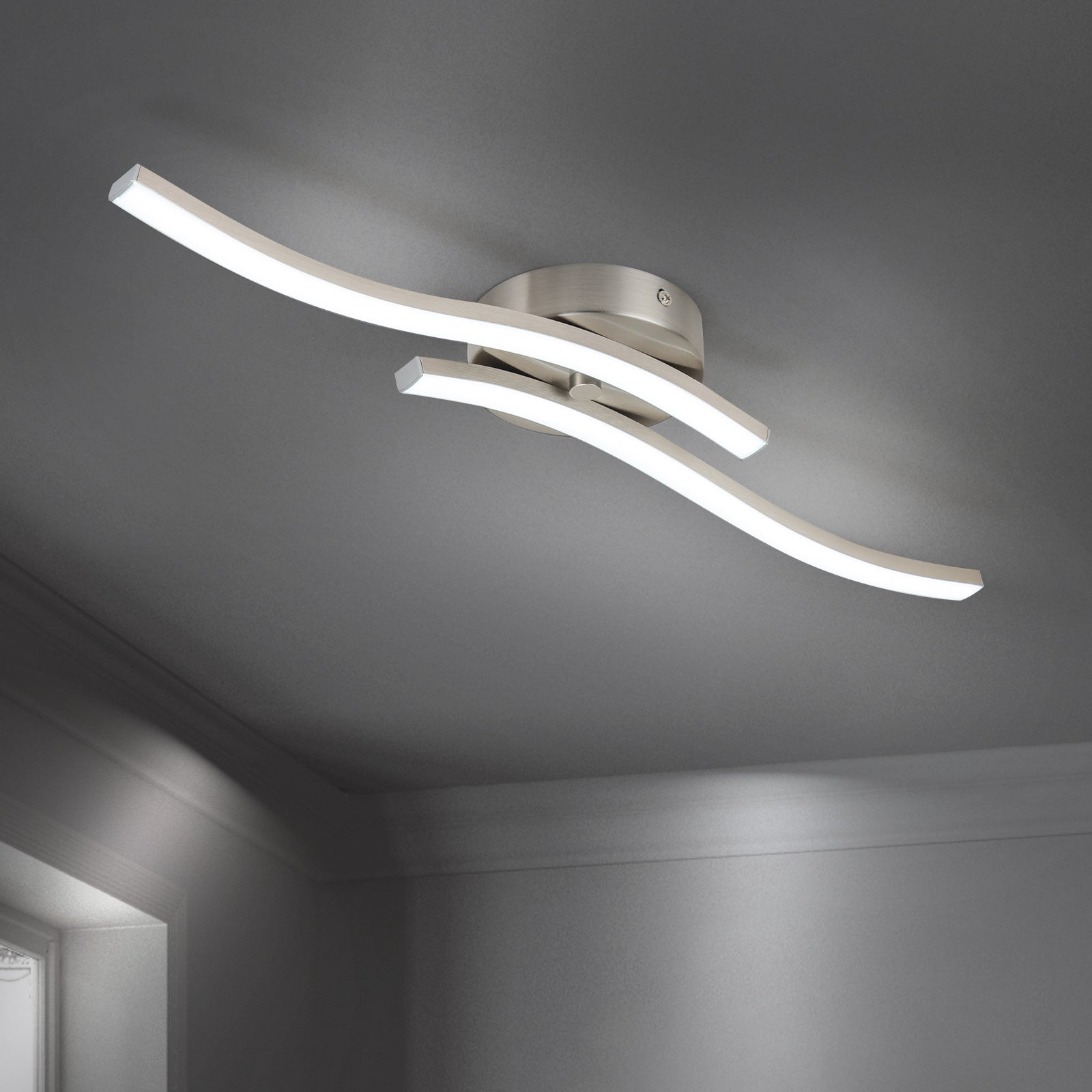 Glowlings 2-Light Modern Dimmable Curved Wavy Linear LED Flush Mount