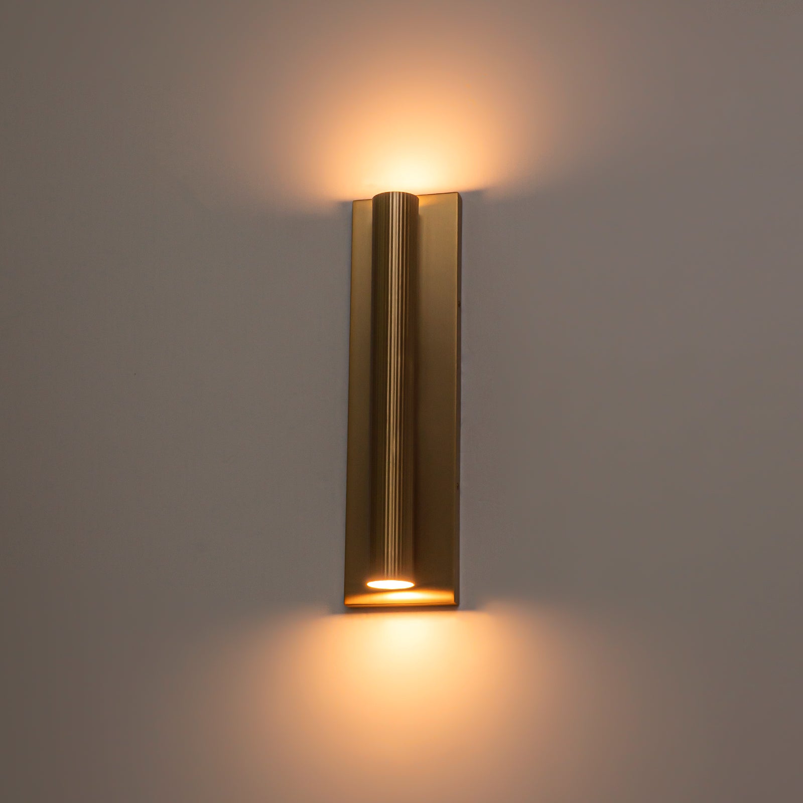 Glowlings 2-Light Modern 18"High Fluted Brushed Brass Cylinder LED Wall Sconce