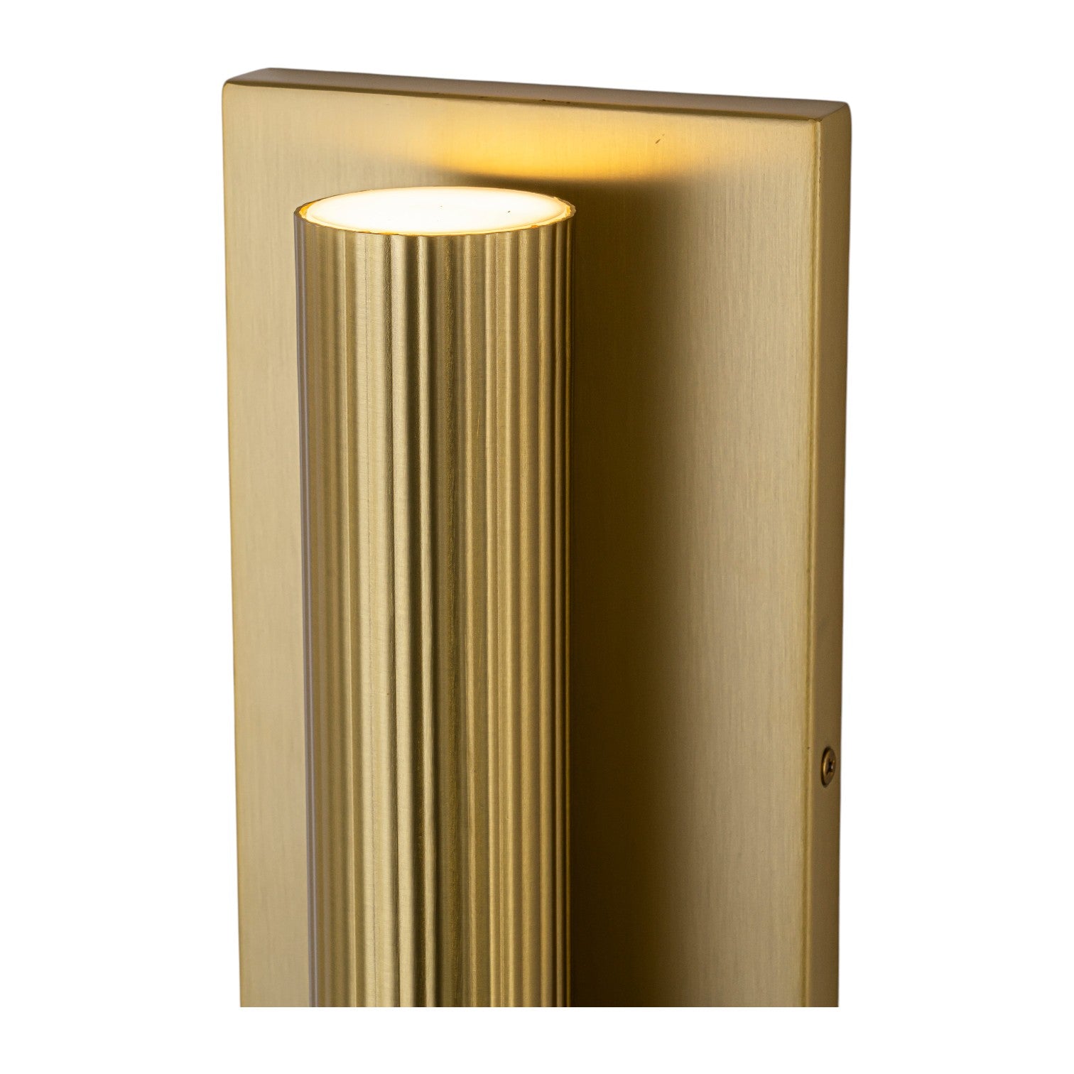 Glowlings 2-Light Modern 18"High Fluted Brushed Brass Cylinder LED Wall Sconce