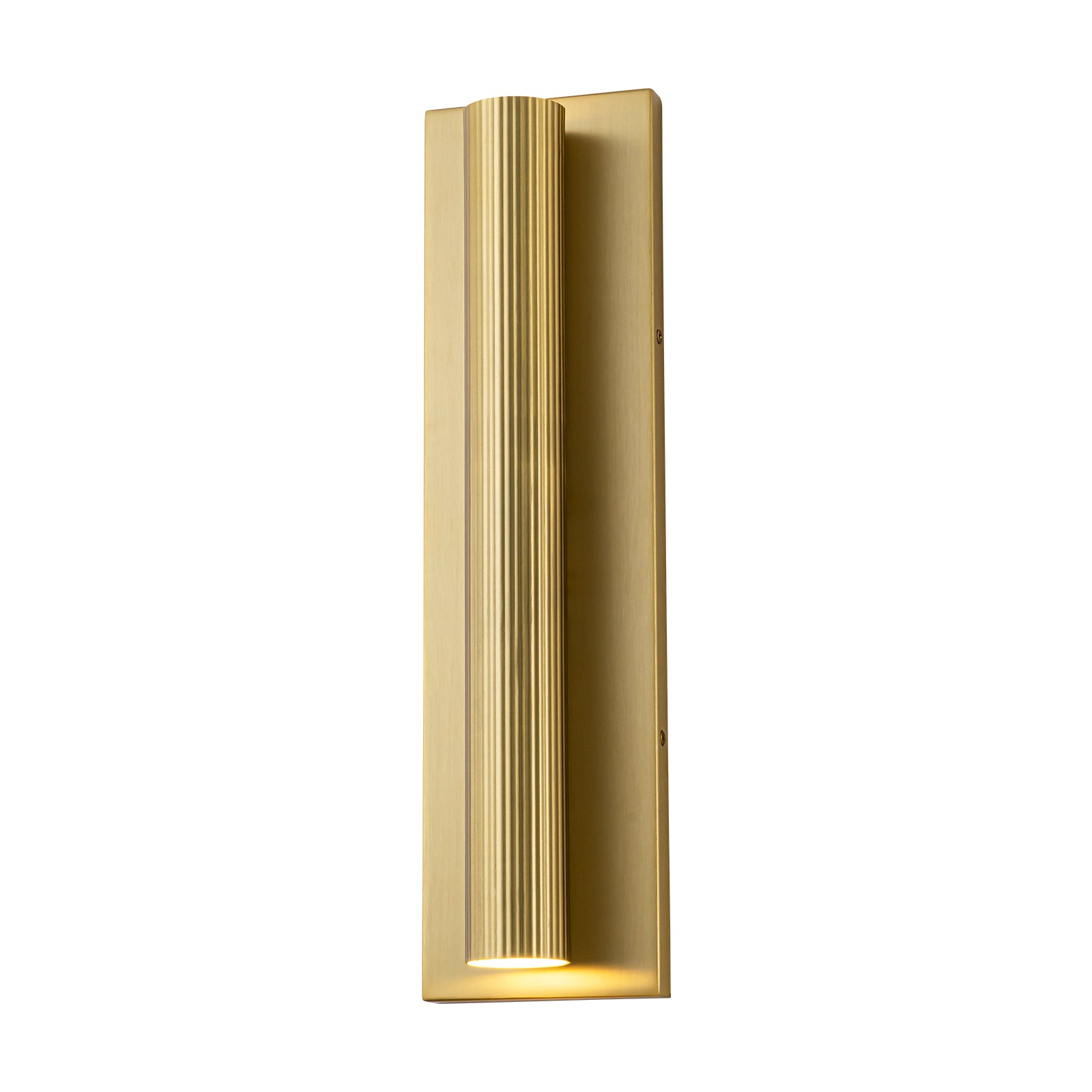Glowlings 2-Light Modern 18"High Fluted Brushed Brass Cylinder LED Wall Sconce