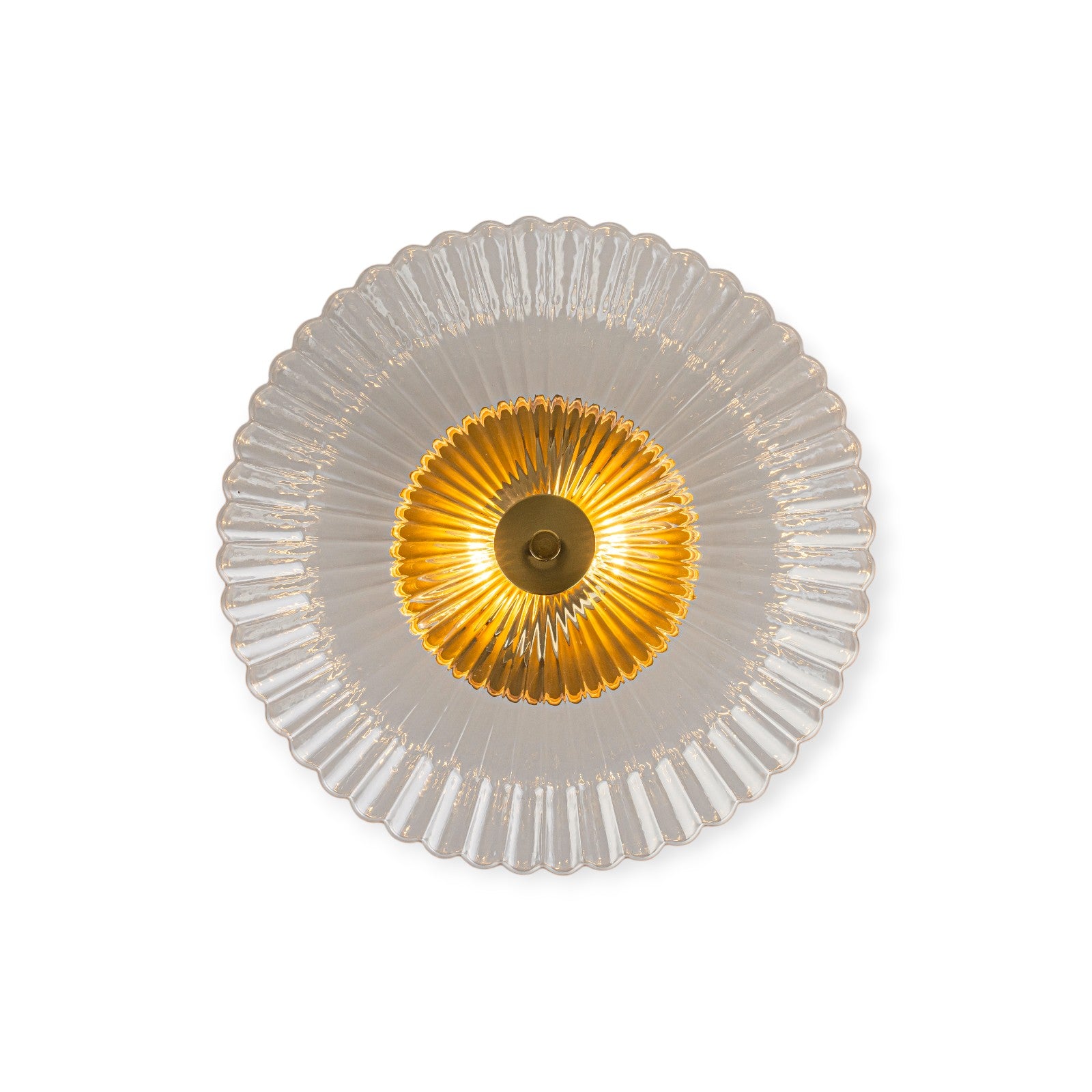 Glowlings 2-Light Modern Black/Gold Ribbed Clear Glass Convertible Pendant/Semi Flush Mount