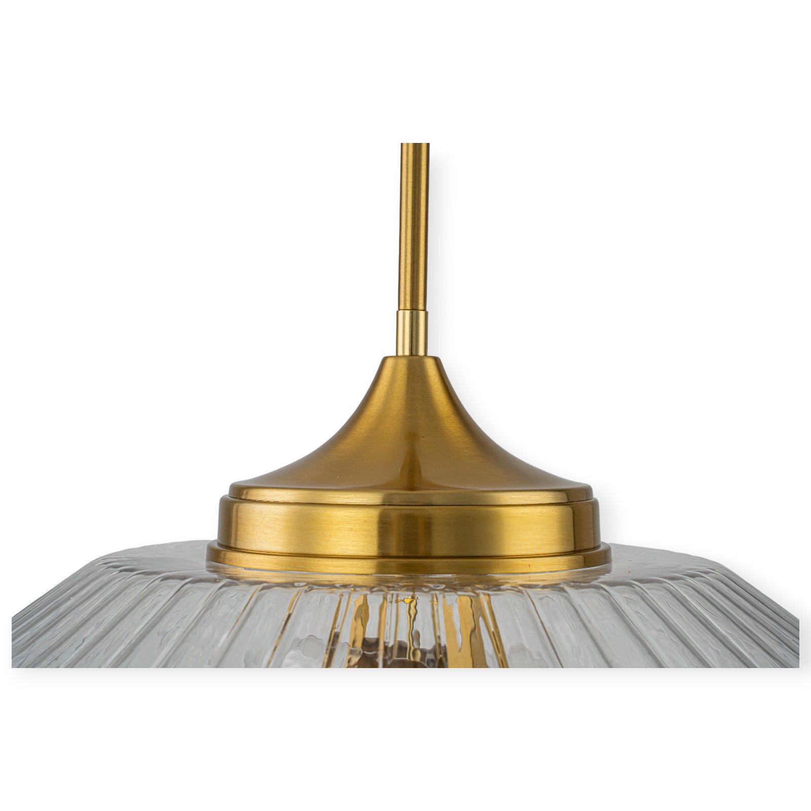 Glowlings 2-Light Modern Black/Gold Ribbed Clear Glass Convertible Pendant/Semi Flush Mount