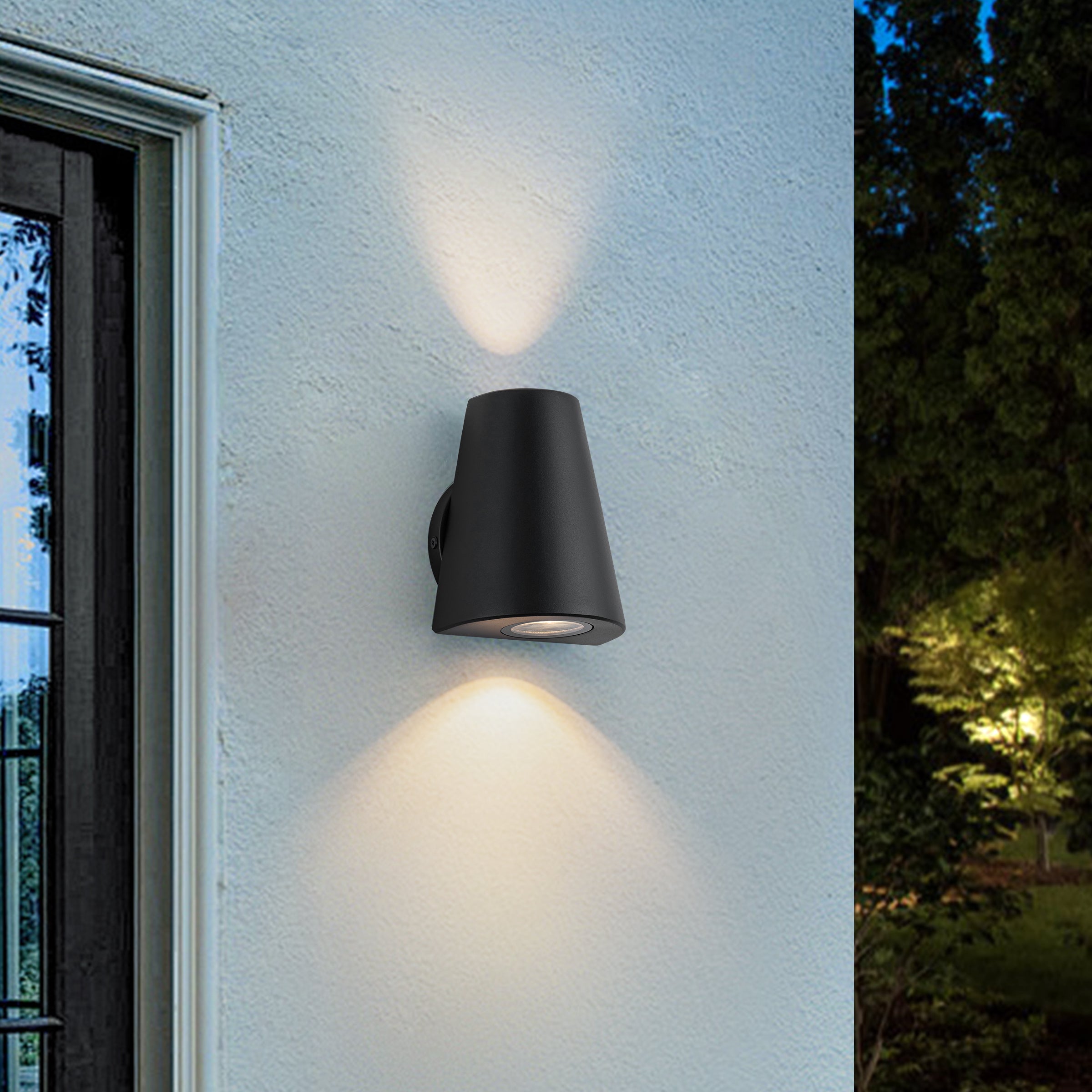 Glowlings 2-Light Modern IP54 Matte Black Up/Down LED Outdoor Wall Sconce