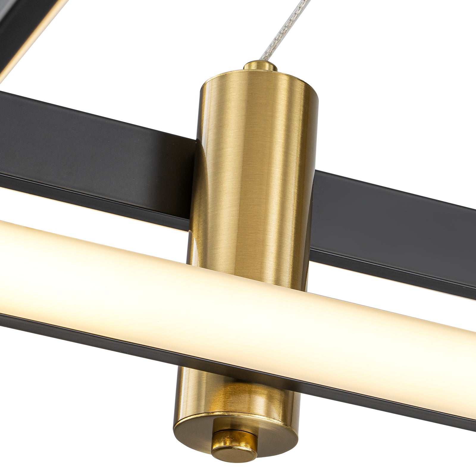 Glowlings 2-Light Modern 48"Wide Large Black 2-Tier Rectangular LED Linear Pendant Light