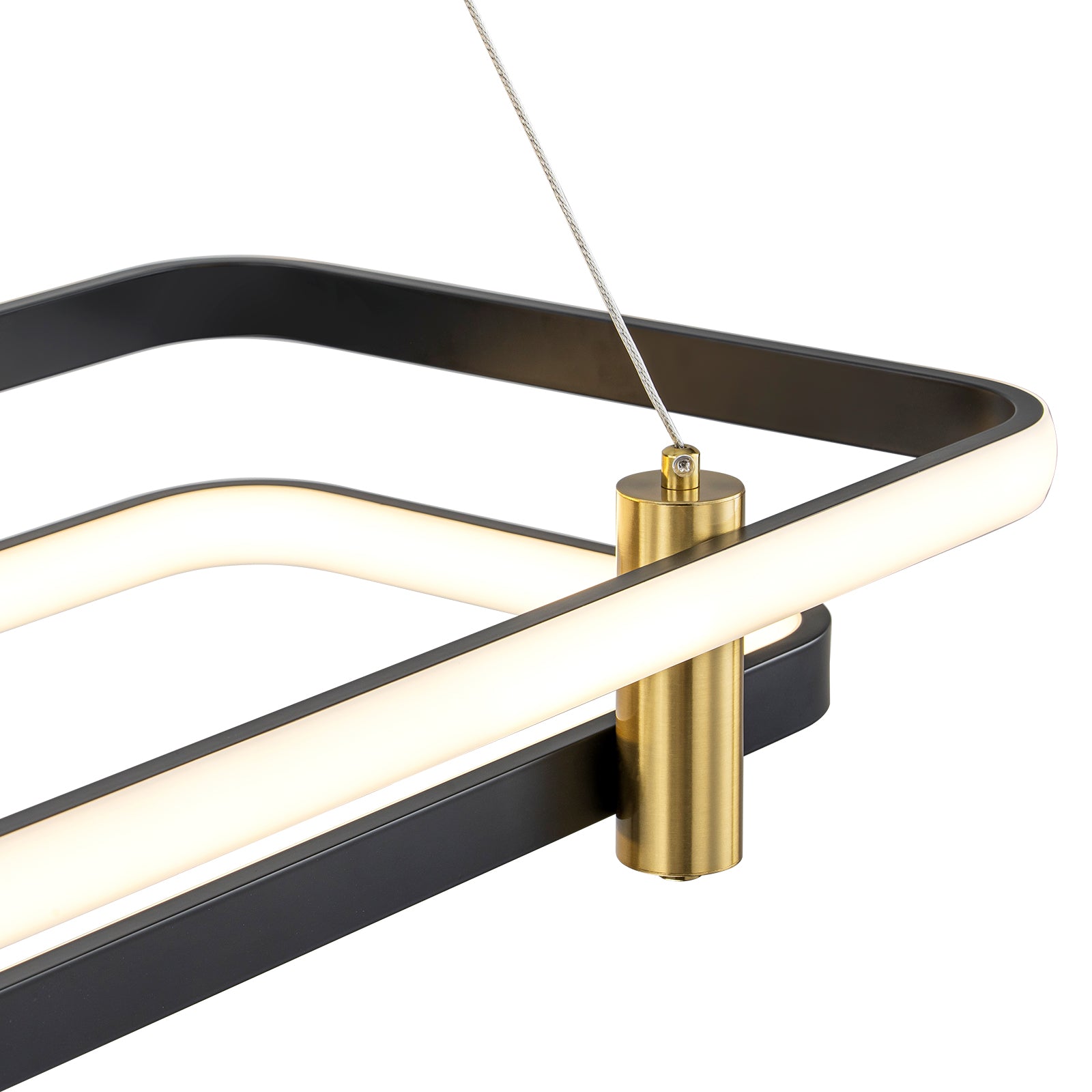 Glowlings 2-Light Modern 48"Wide Large Black 2-Tier Rectangular LED Linear Pendant Light