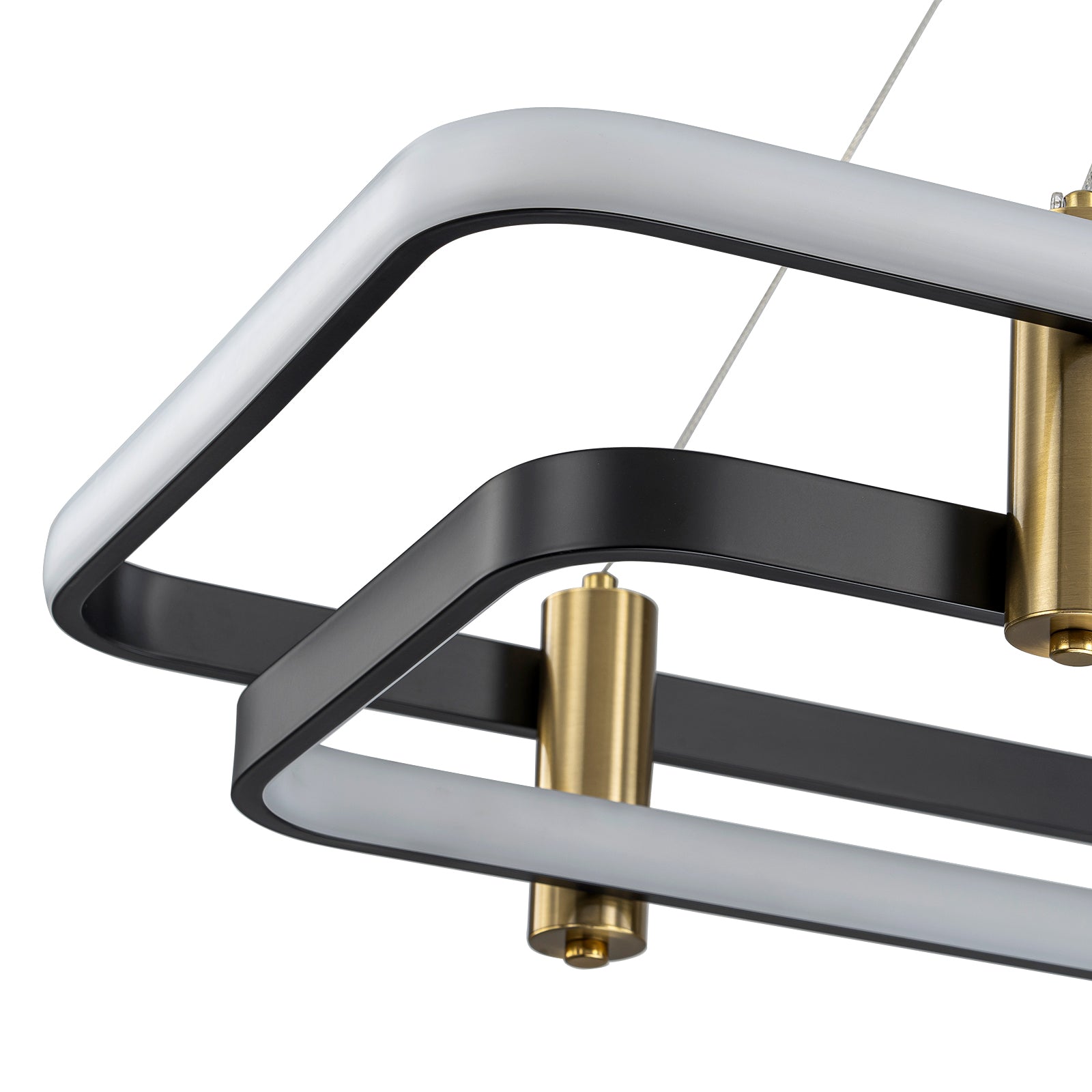 Glowlings 2-Light Modern 48"Wide Large Black 2-Tier Rectangular LED Linear Pendant Light