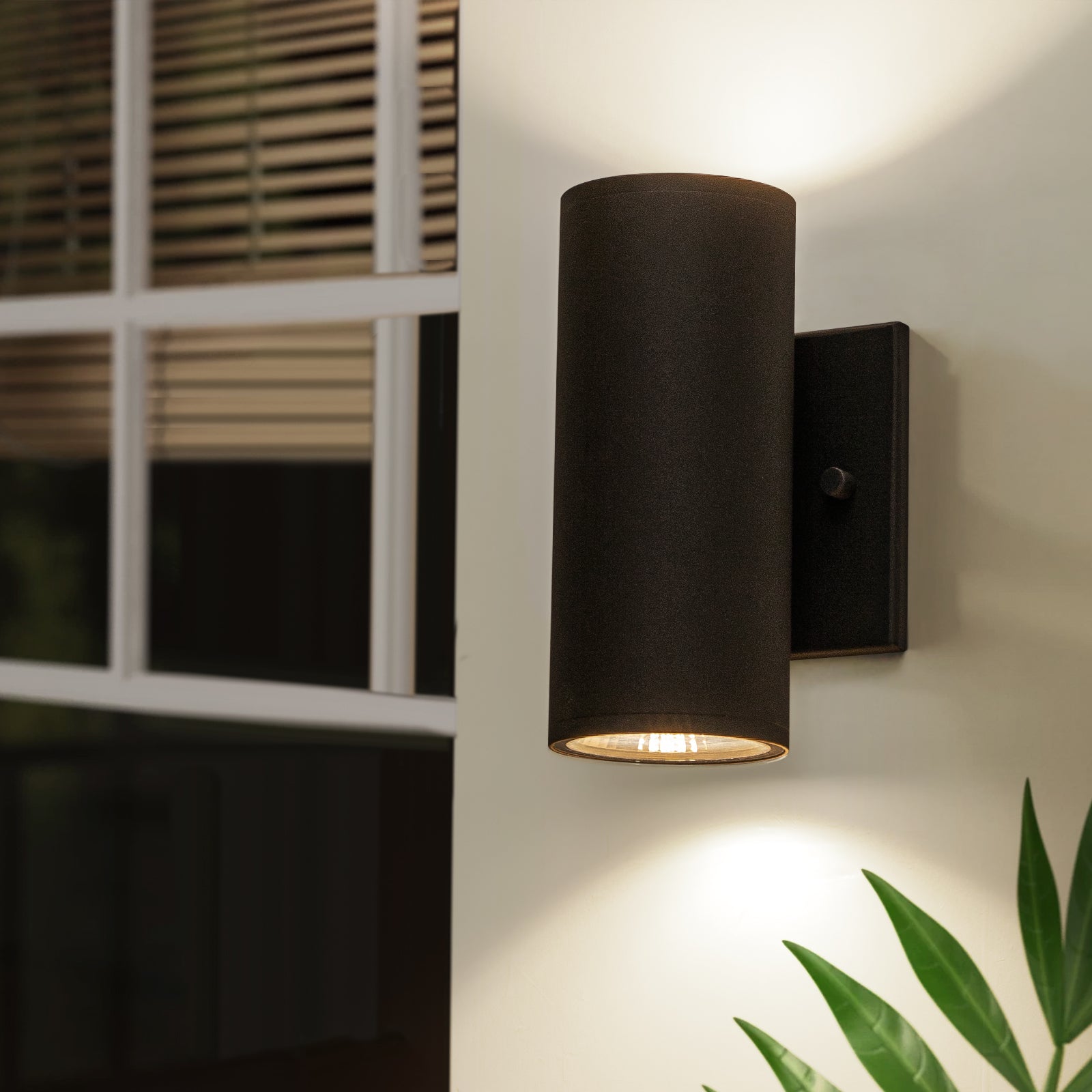 Glowlings 2-Light Modern LED Outdoor Cylinder Armed Wall Sconce