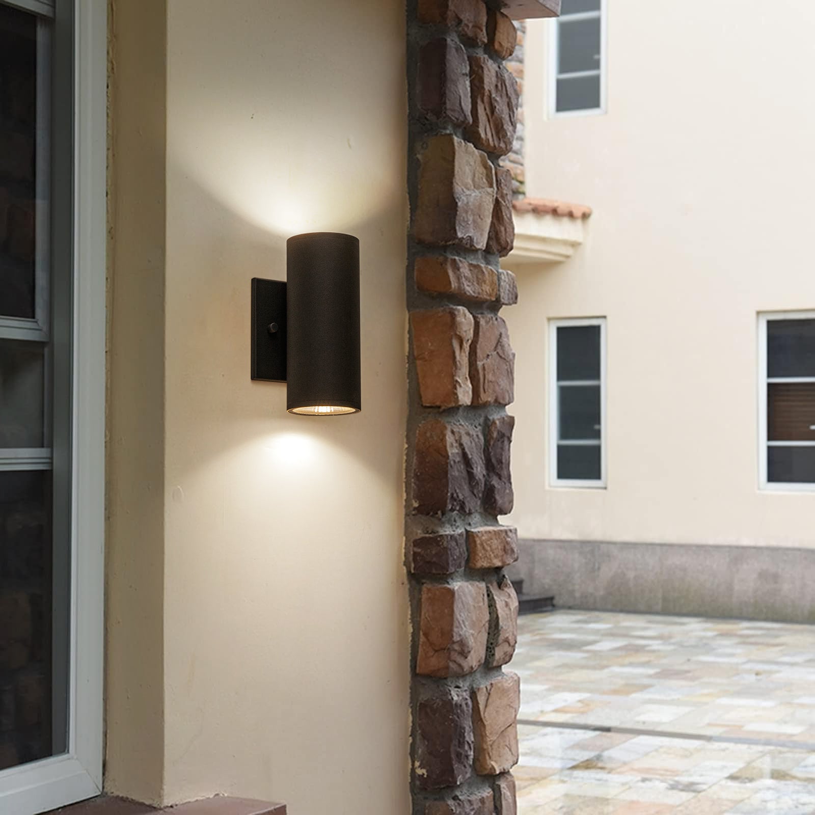 Glowlings 2-Light Modern LED Outdoor Cylinder Armed Wall Sconce