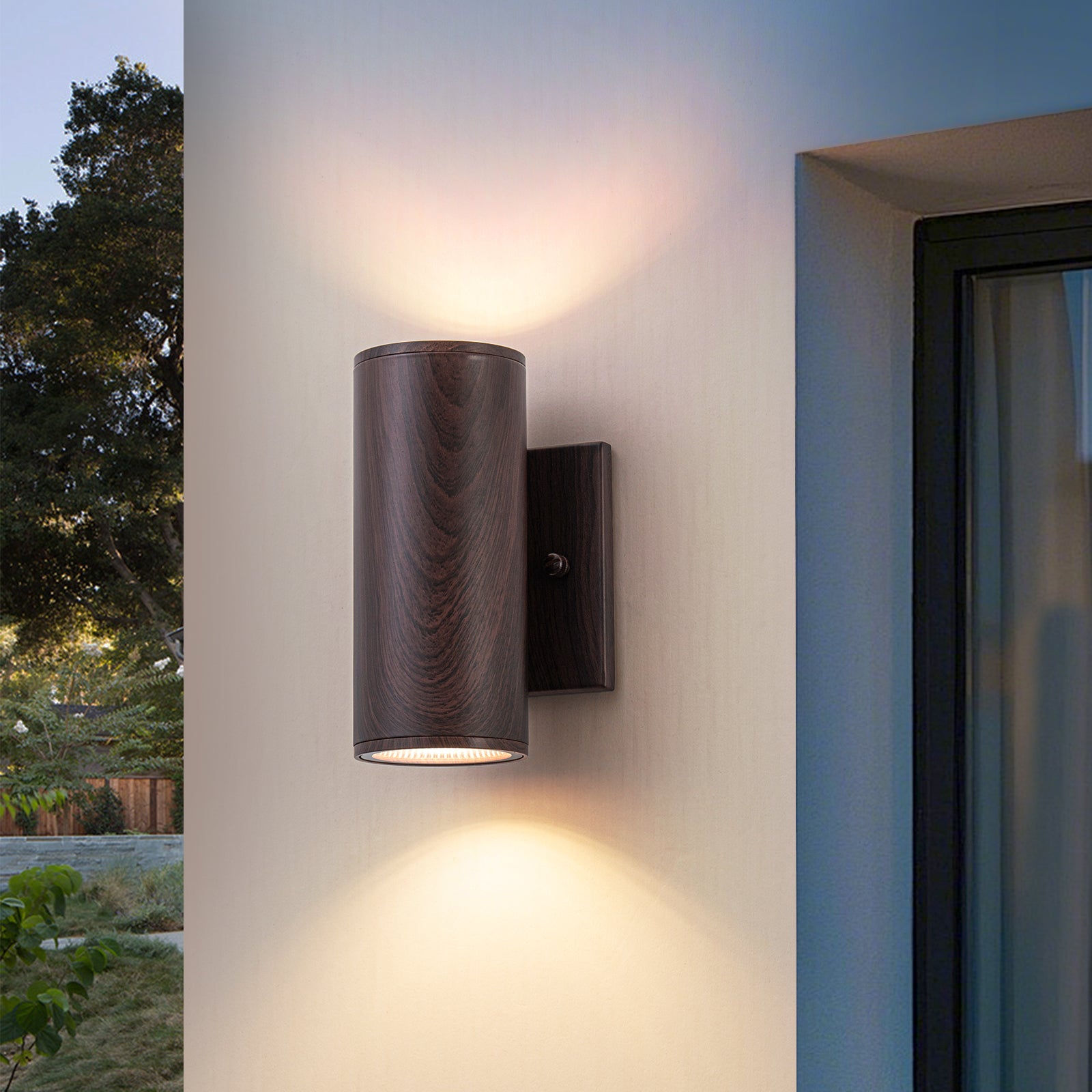 Glowlings 2-flammige moderne LED-Wandleuchte mit Zylinderarm für den Außenbereich